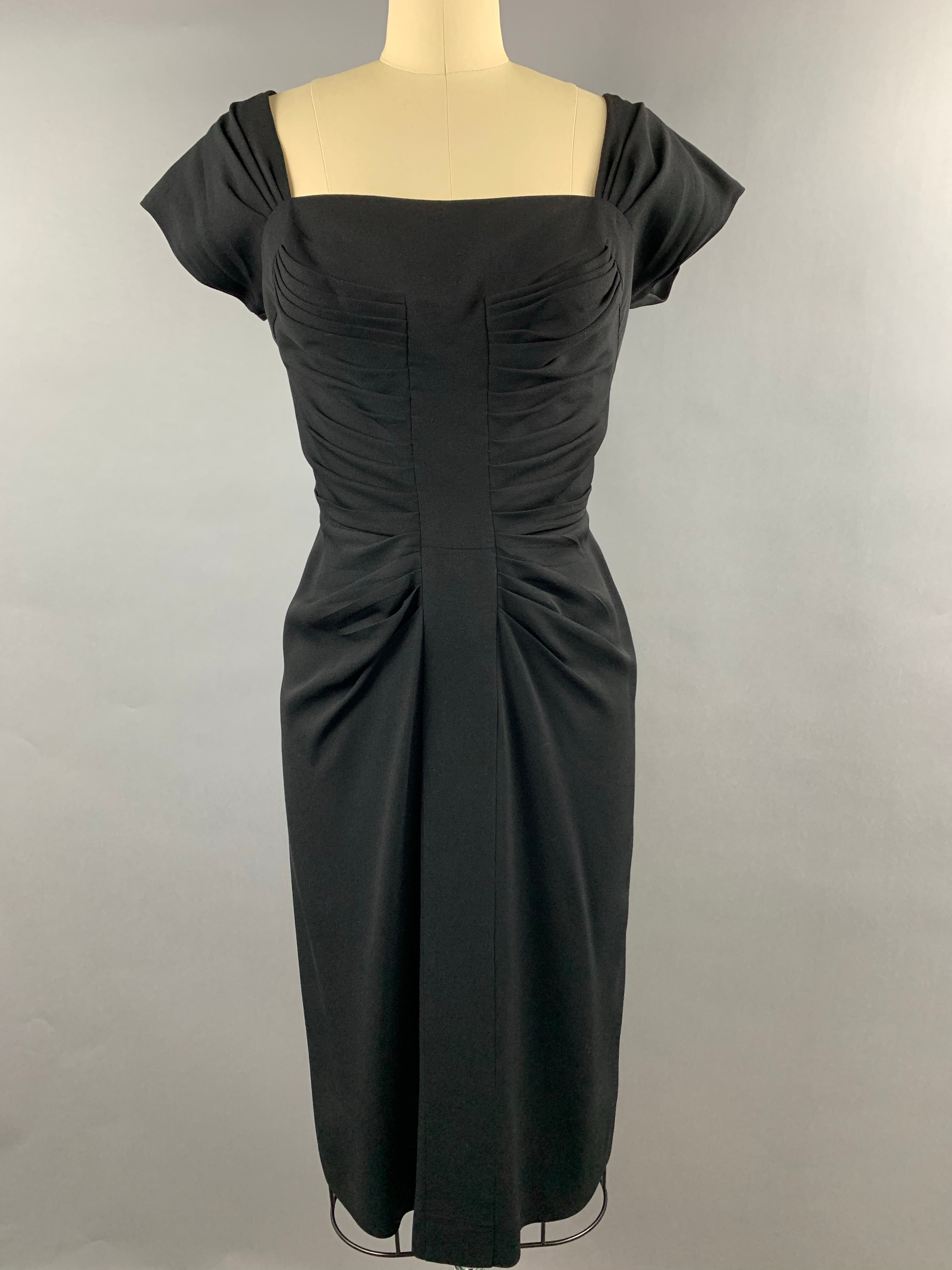 Late 1940s Black Crepe Dorothy O’Hara Cocktail Dress Size M