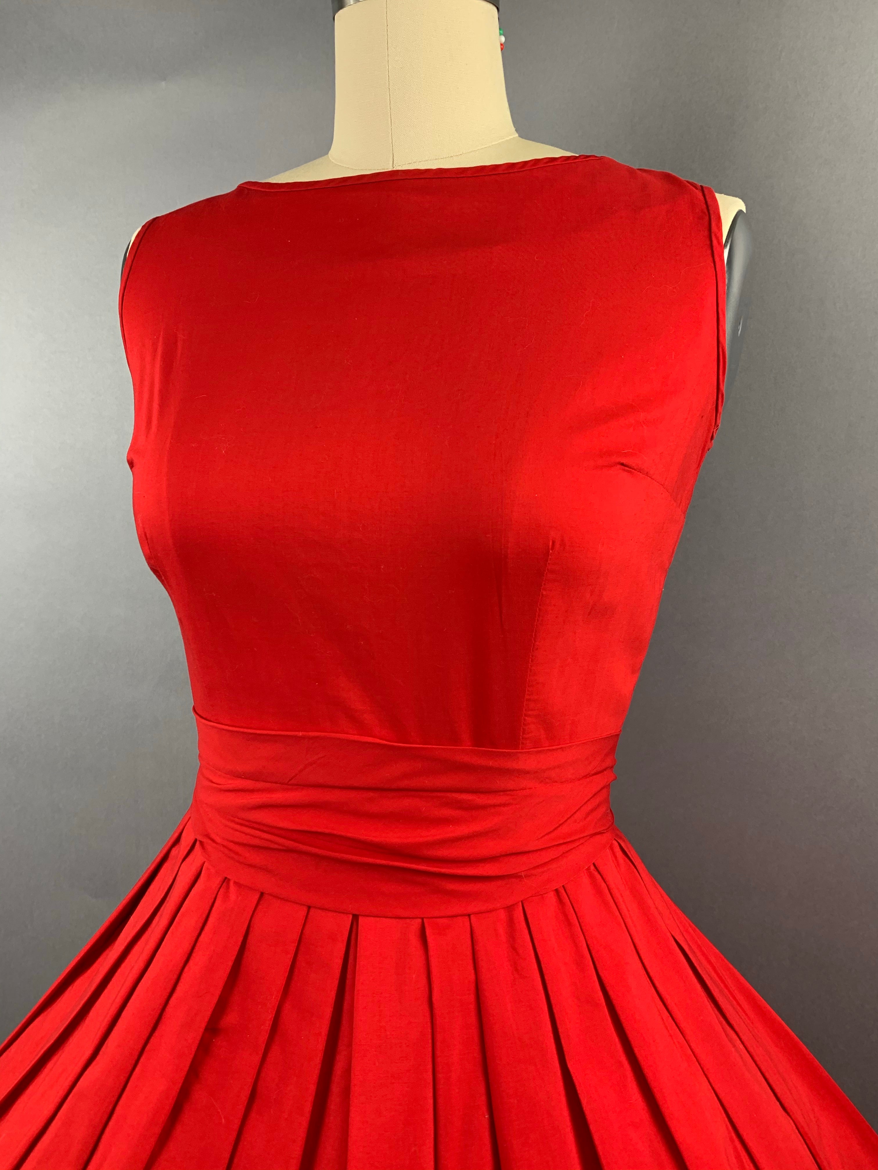 1950s Red Bobbie Brooks 2 piece Dress and Jacket Set Size XS