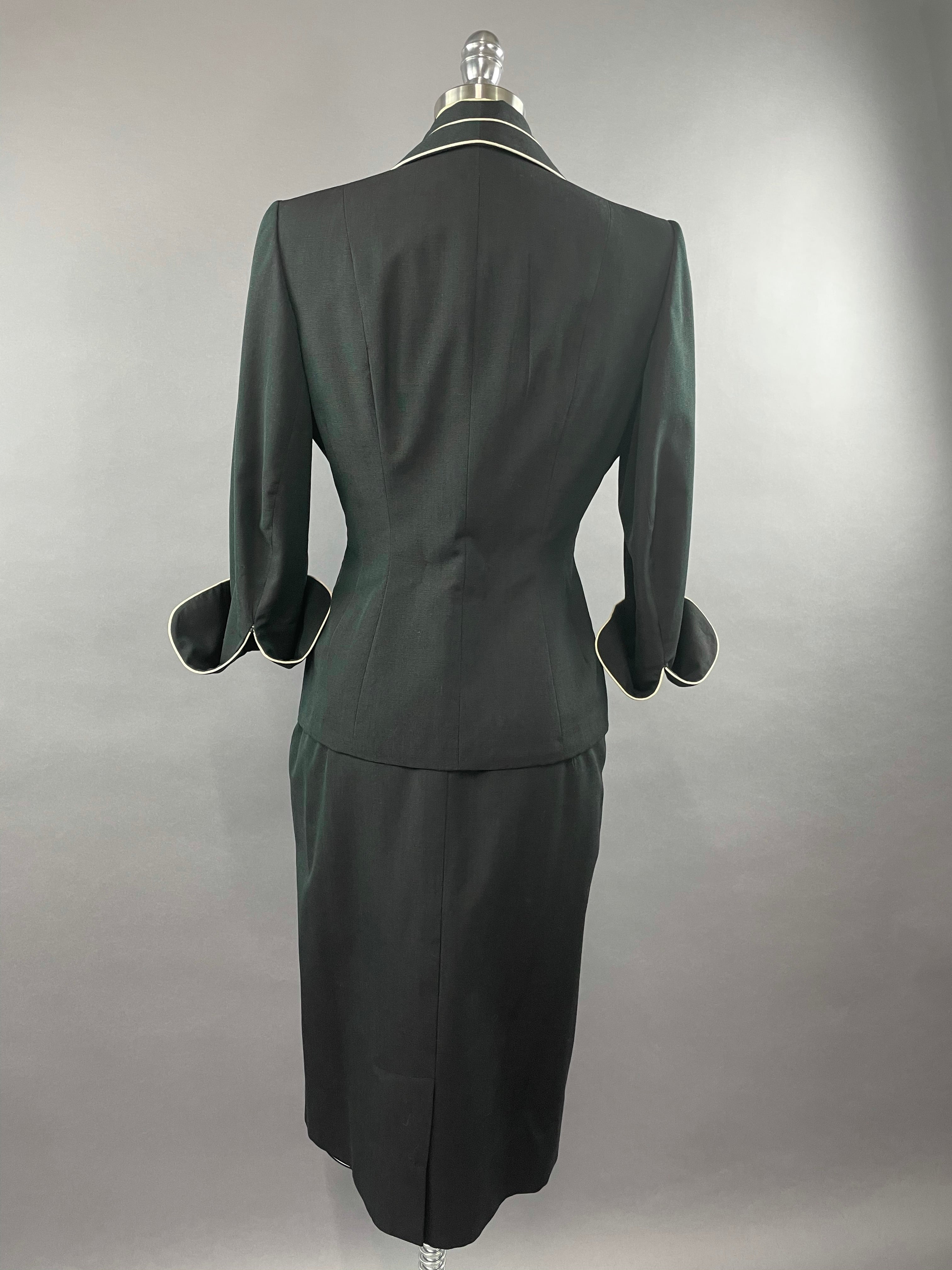 1950s Lilli Ann Lilli Annette Dark Blue Shot Skirt Suit Size S