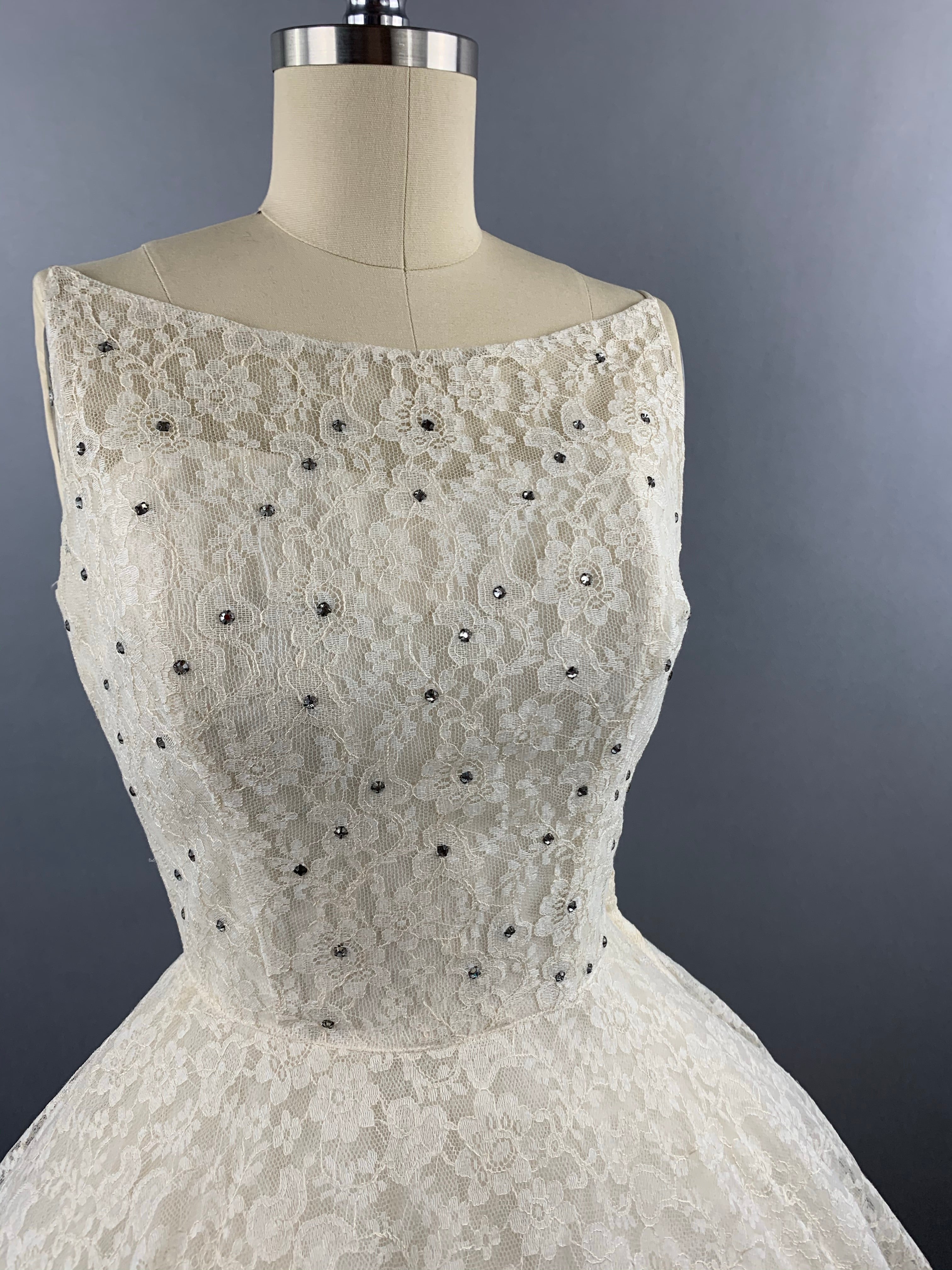 1950s Cotillion Ivory Lace Party Dress Size XS