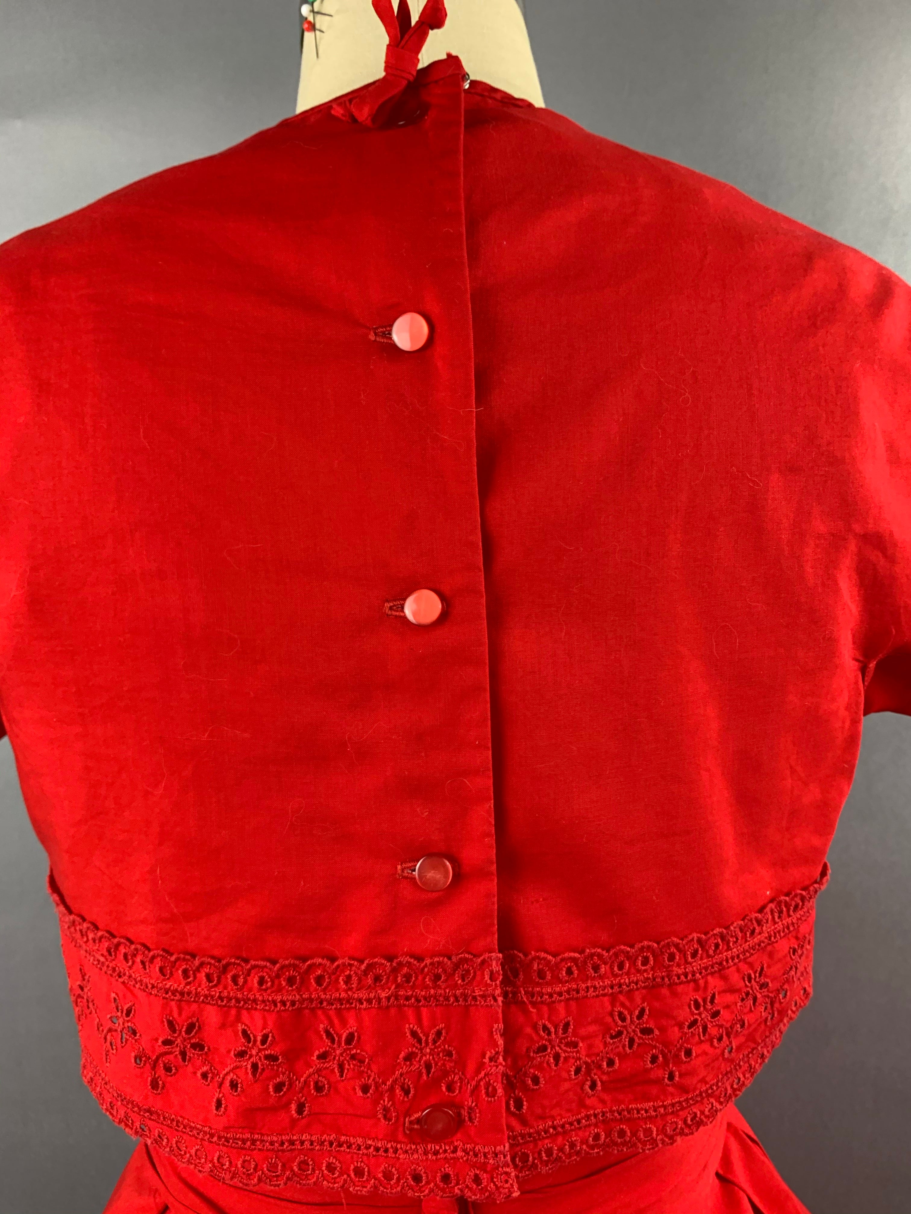 1950s Red Bobbie Brooks 2 piece Dress and Jacket Set Size XS