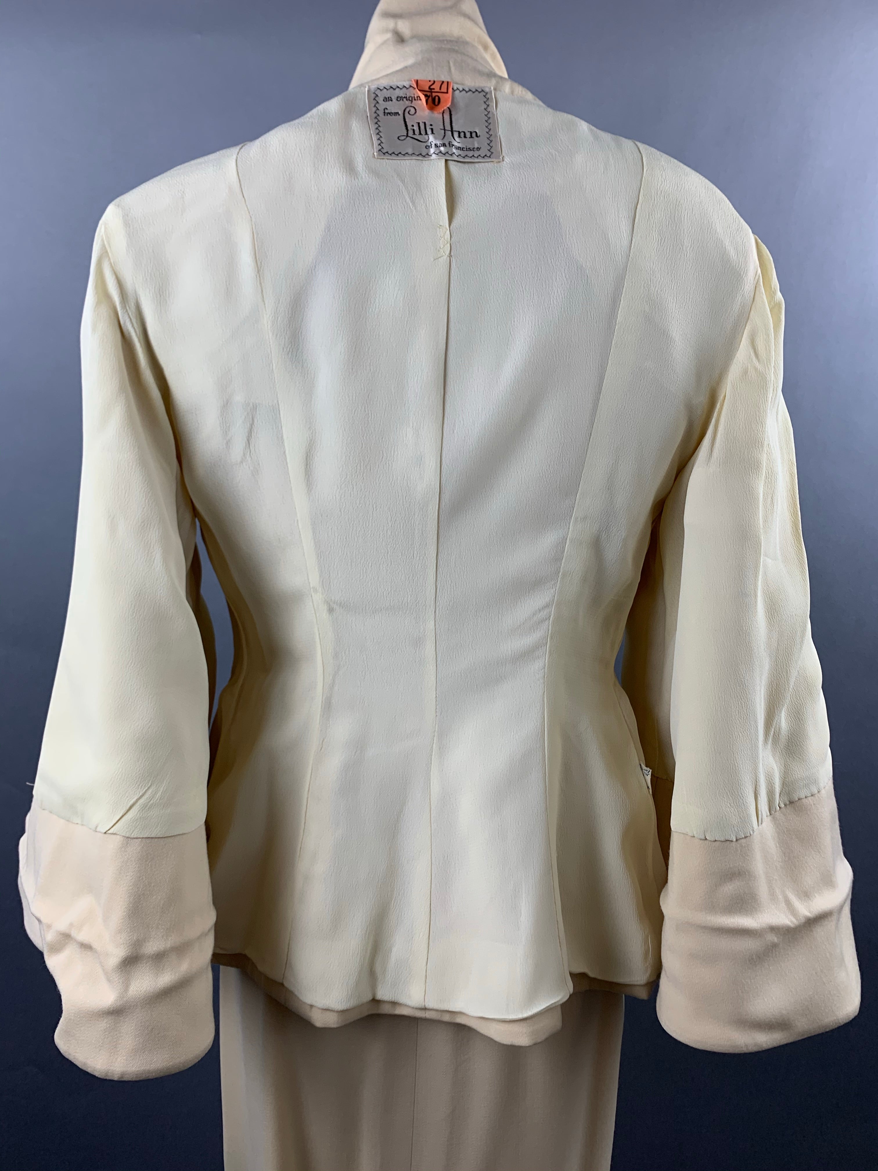 1950s Lilli Ann Cream Skirt Suit Size XS