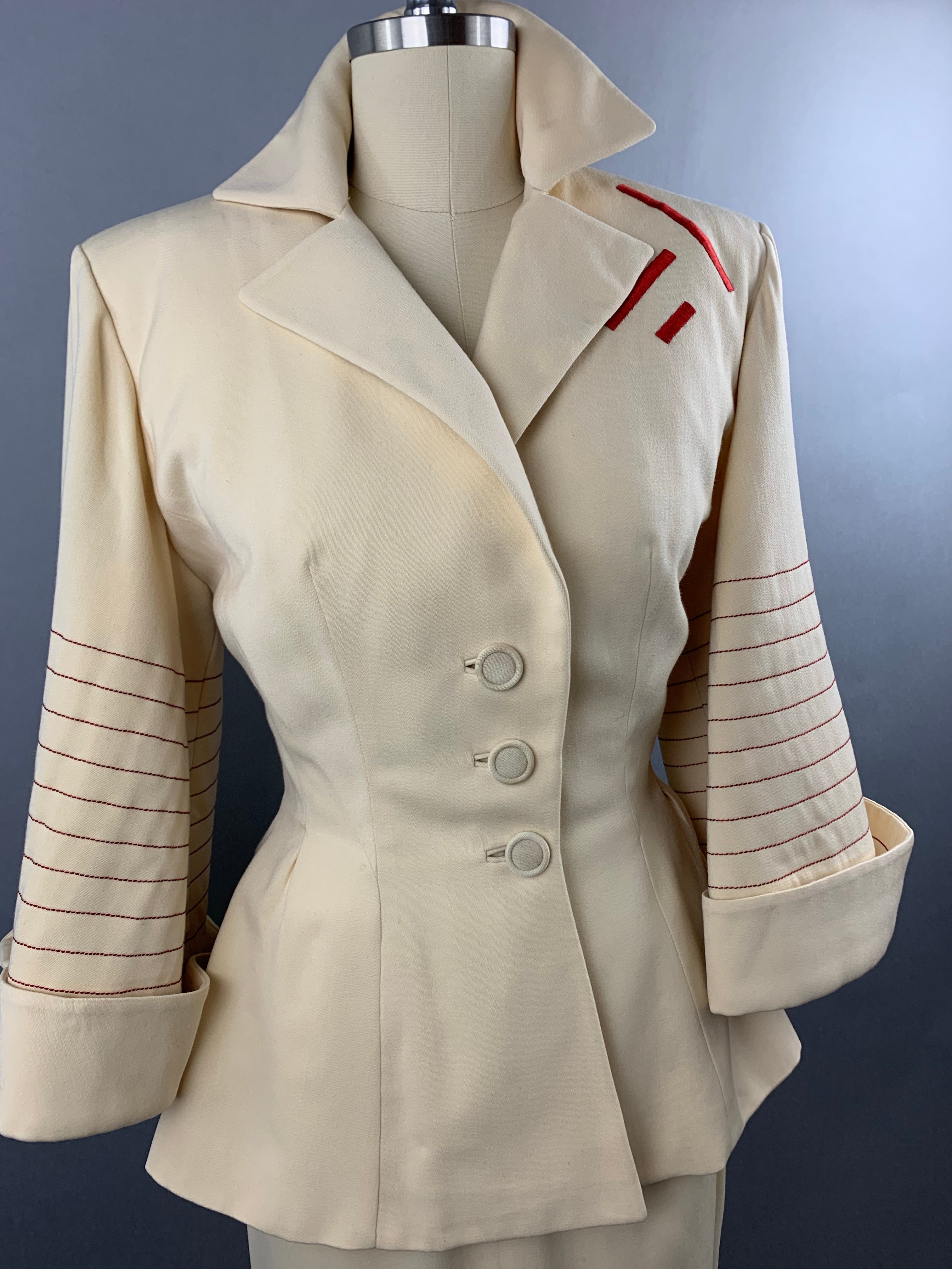 1950s Lilli Ann Cream Skirt Suit Size XS