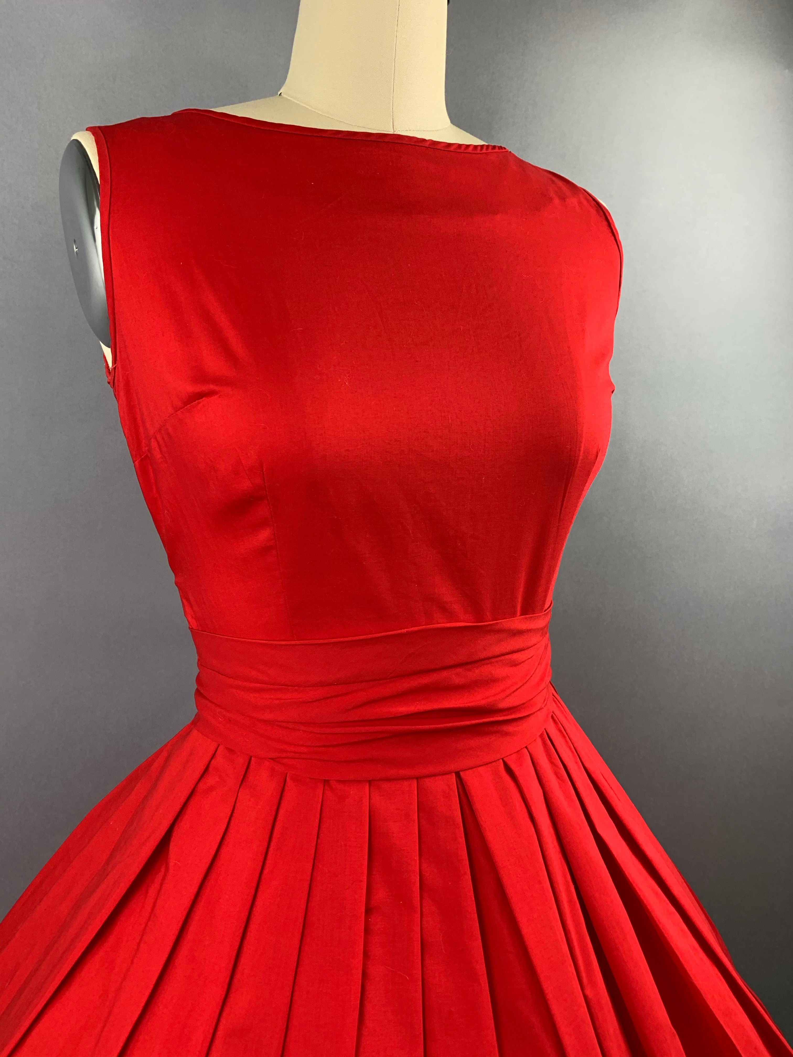 1950s Red Bobbie Brooks 2 piece Dress and Jacket Set Size XS