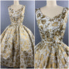 1950s Gold Floral Party Dress Size XS