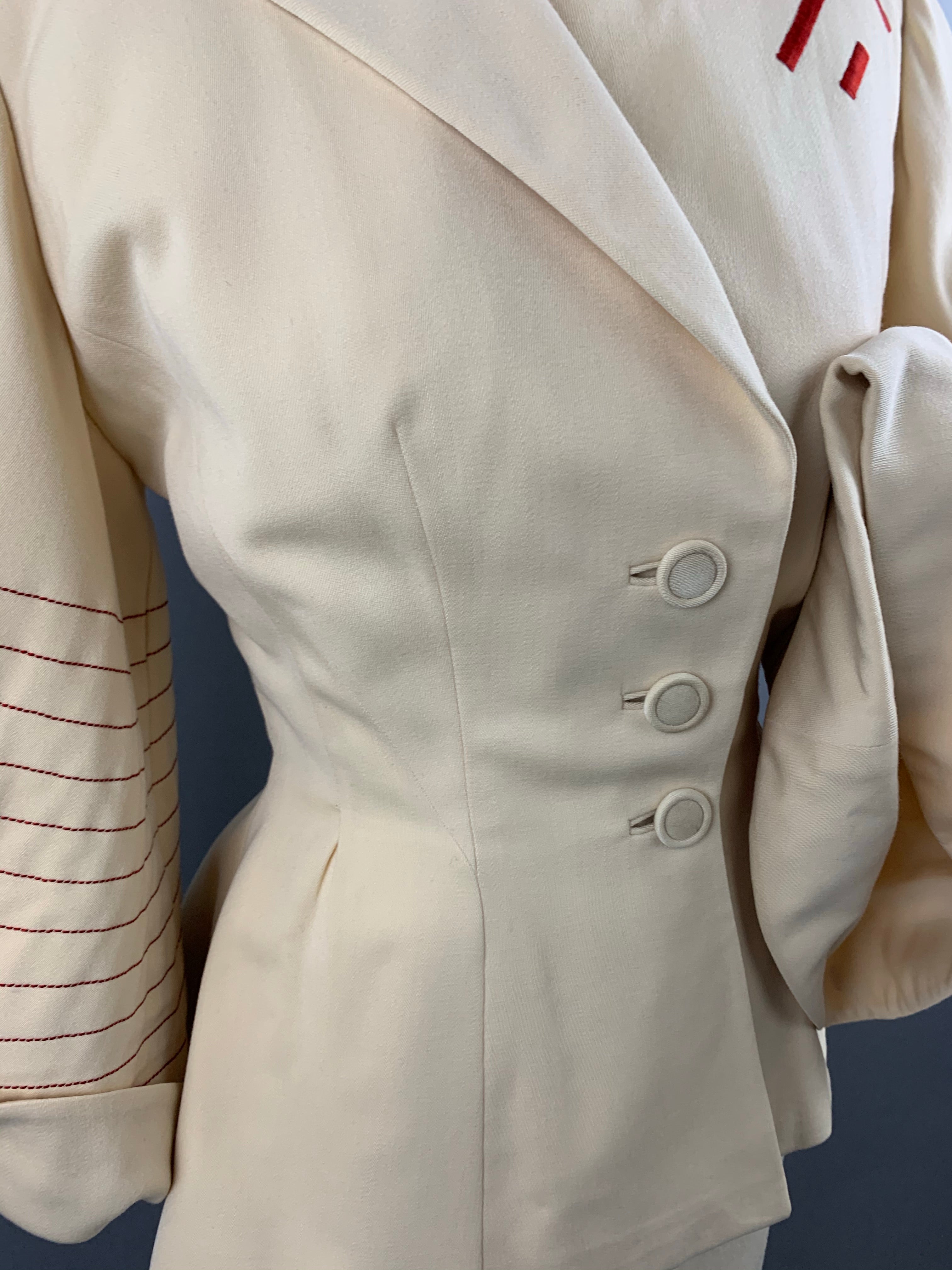 1950s Lilli Ann Cream Skirt Suit Size XS