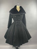 1950s Dark Grey Wool Mohair Blend & Velvet Lilli Ann Princess Coat Size M