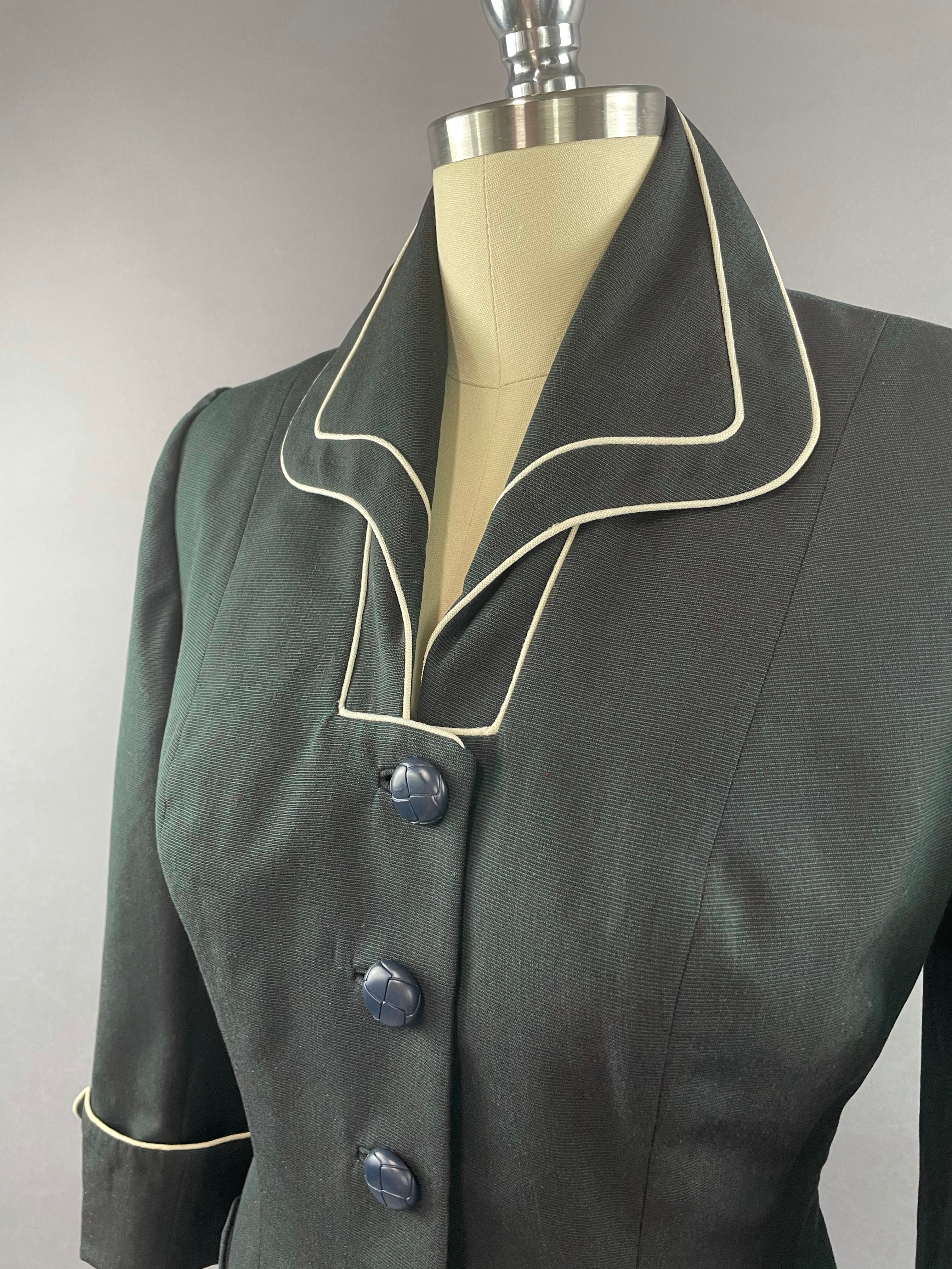 1950s Lilli Ann Lilli Annette Dark Blue Shot Skirt Suit Size S