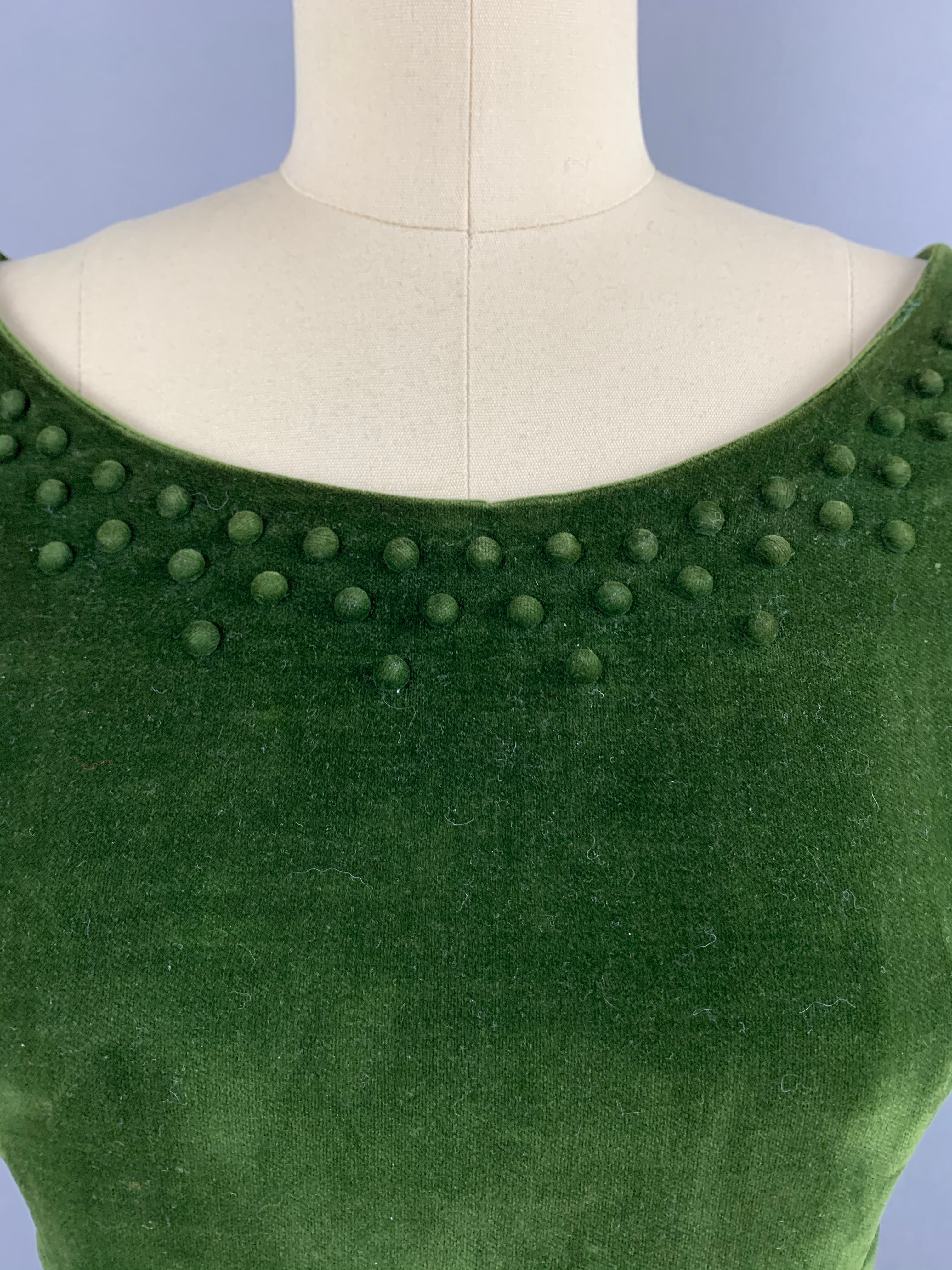 1950s H and D Fashions Green Velvet Party Dress Size S