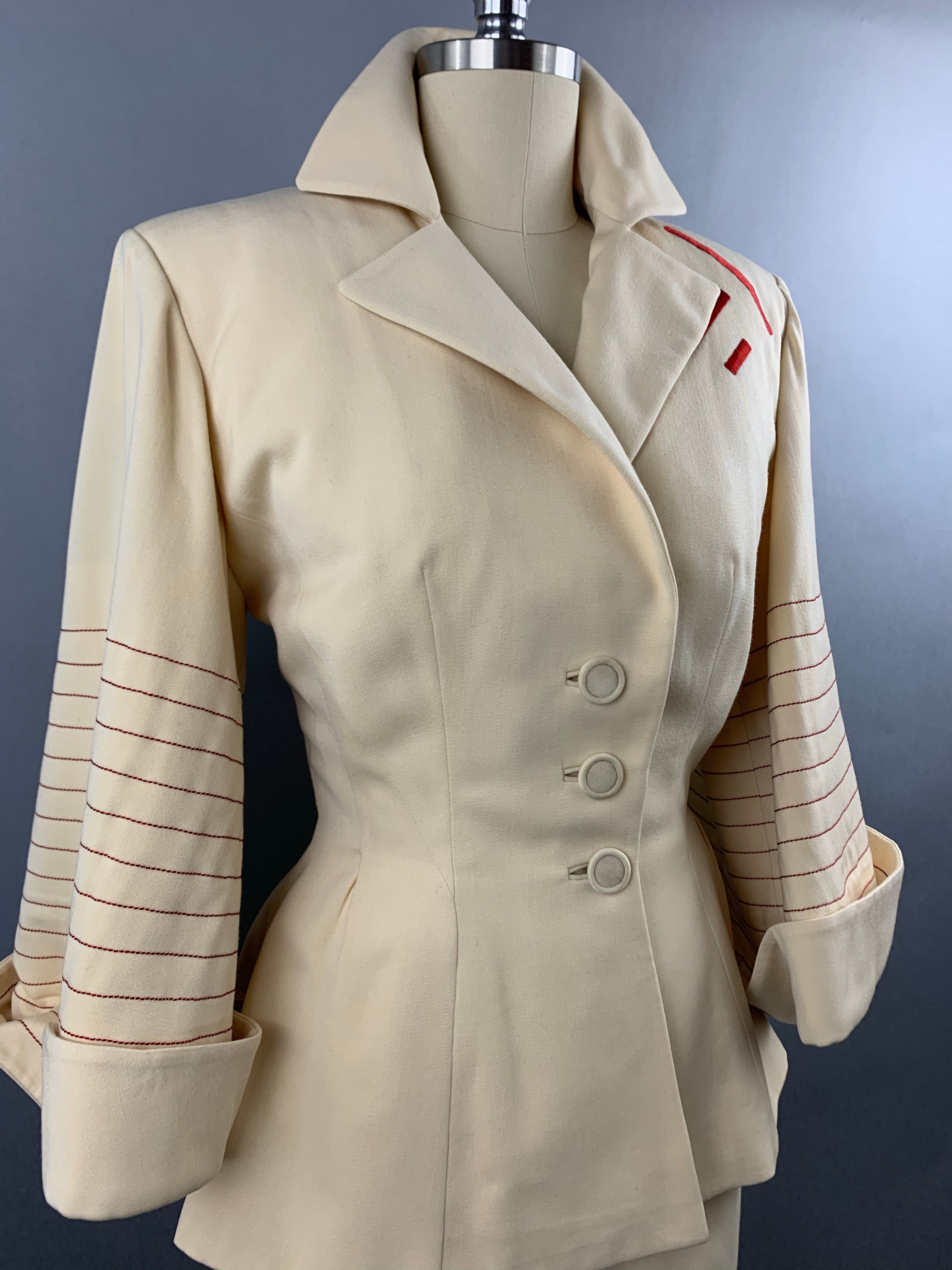 1950s Lilli Ann Cream Skirt Suit Size XS