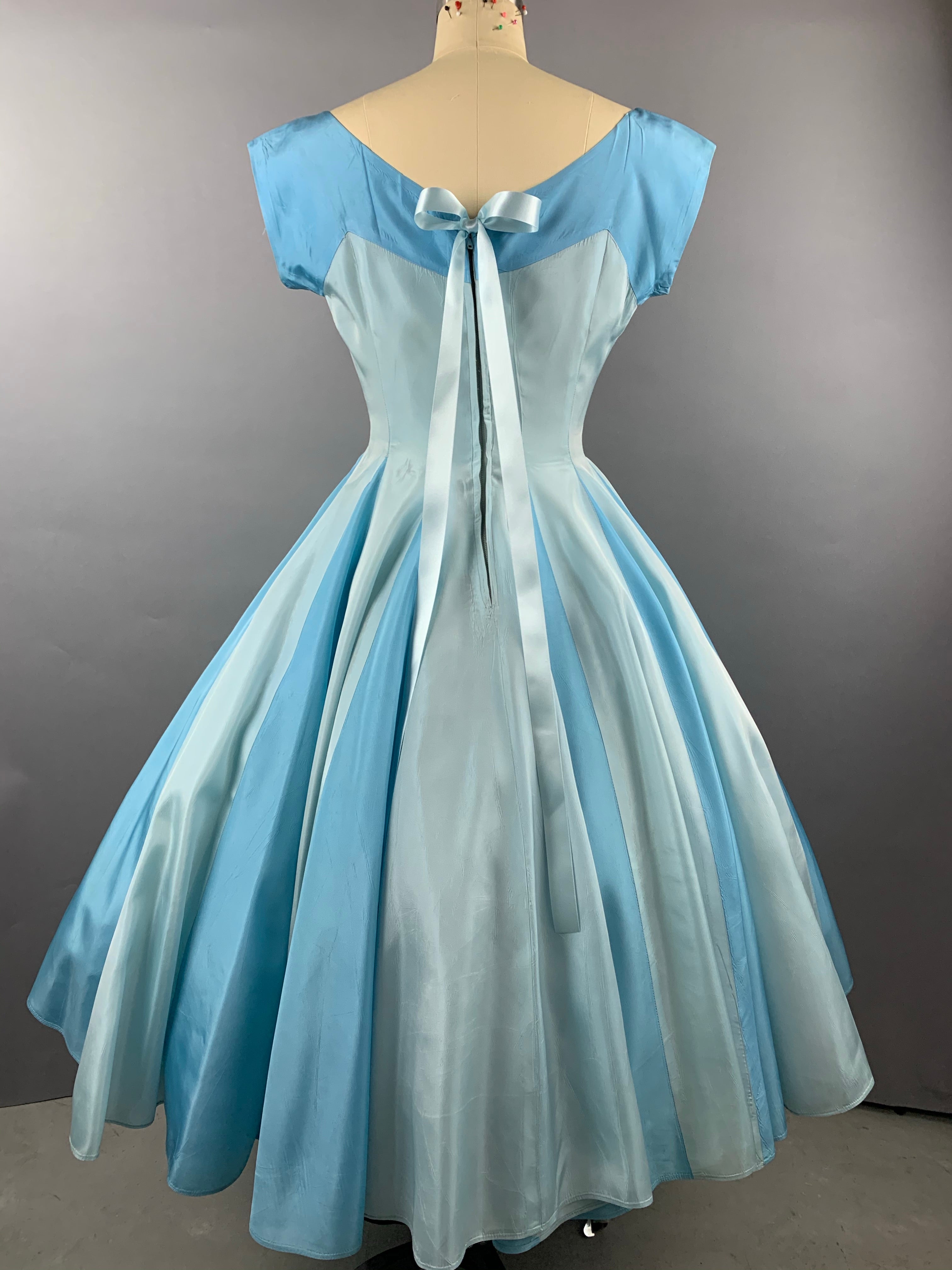 1950s Two Shades of Blue Full Skirt Party Dress Size M