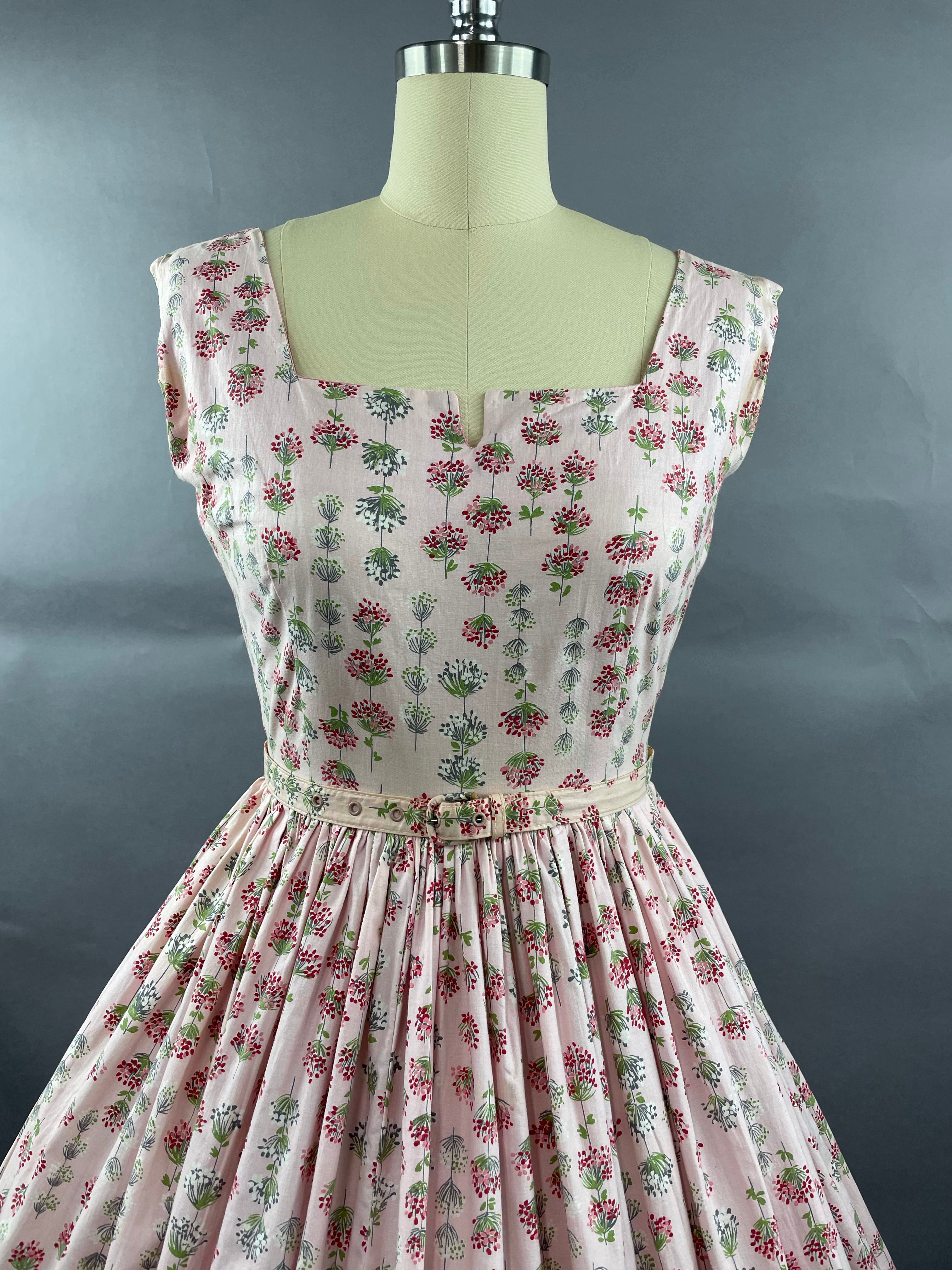 1950s Junior Vogues 3 piece Cotton Dress , Belt and Bolero Size M