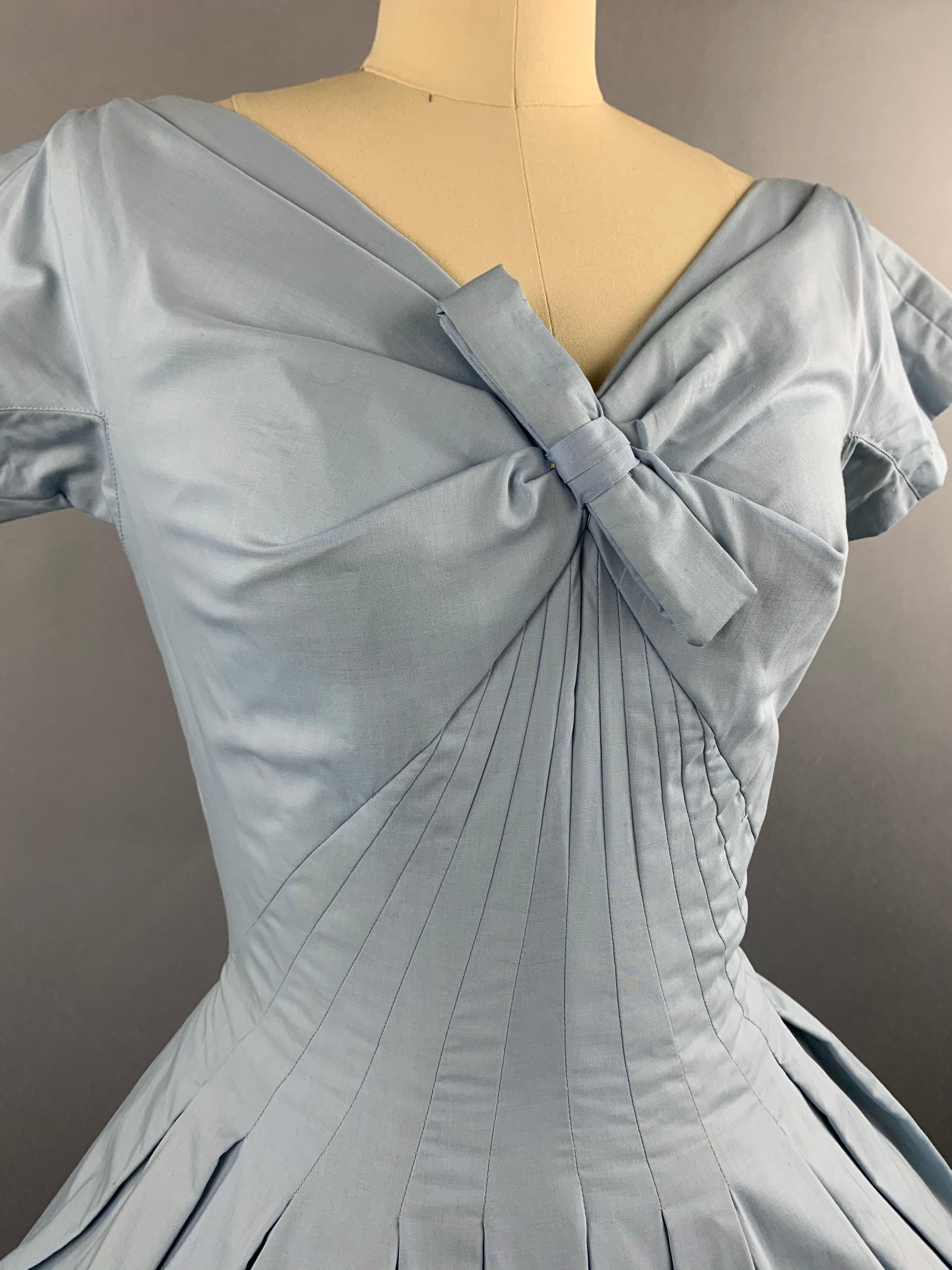 1950s Gigi Young Pale Blue Cotton Dress Size M