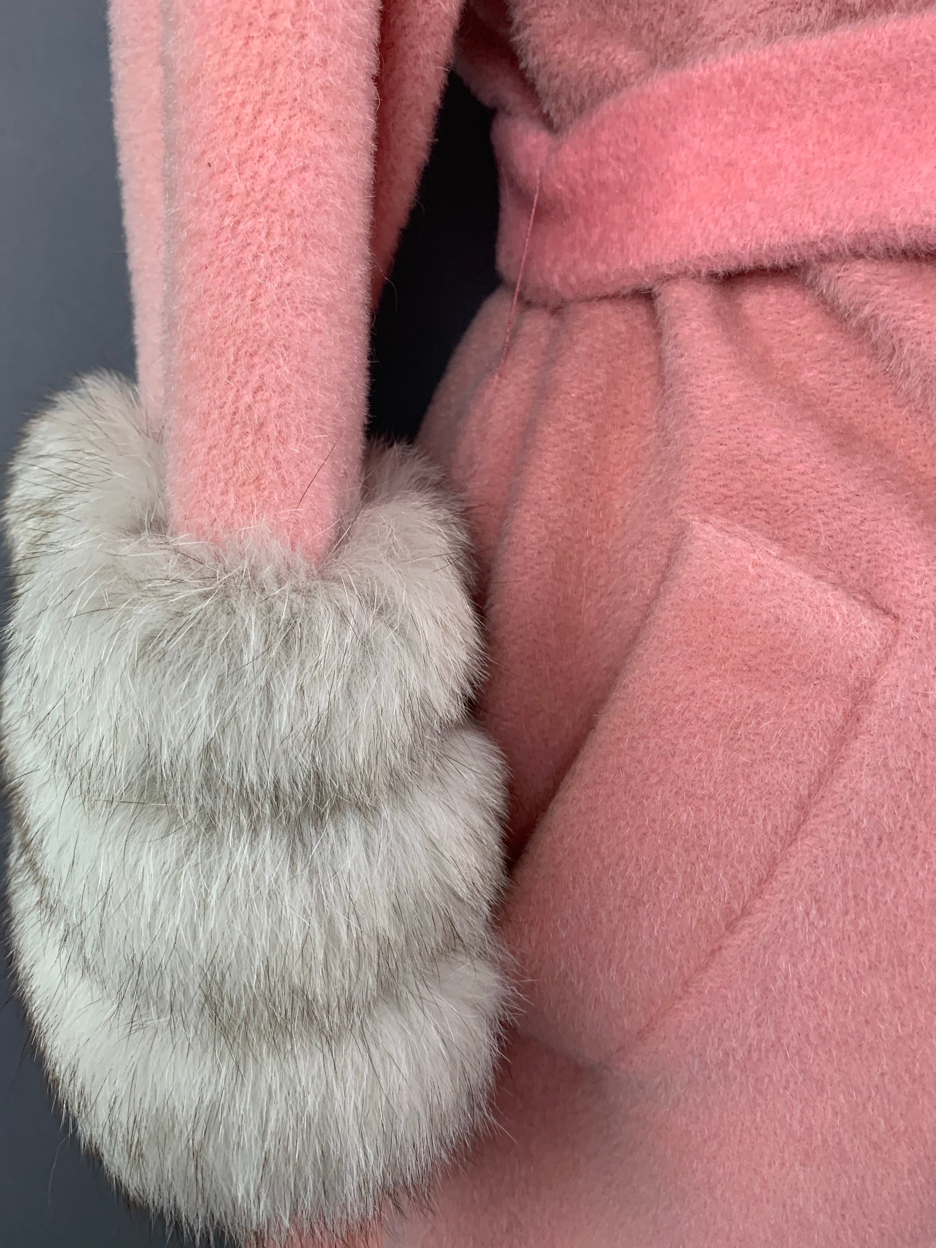 1960s Baby Pink Lilli Ann Norwegian Fox Fur Coat Size M Size L Size XL