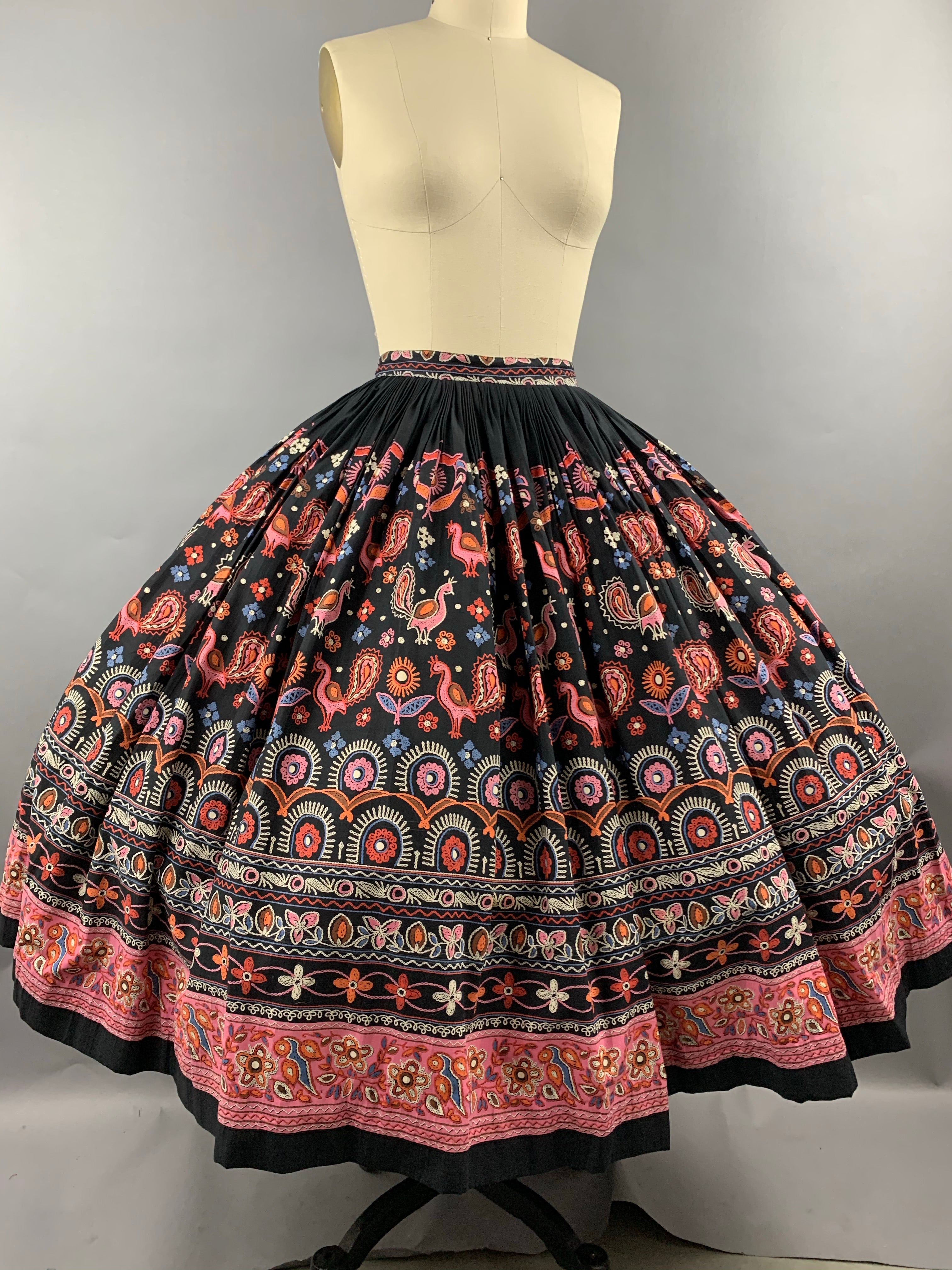 1950s Koret of California Peacock Skirt Size M