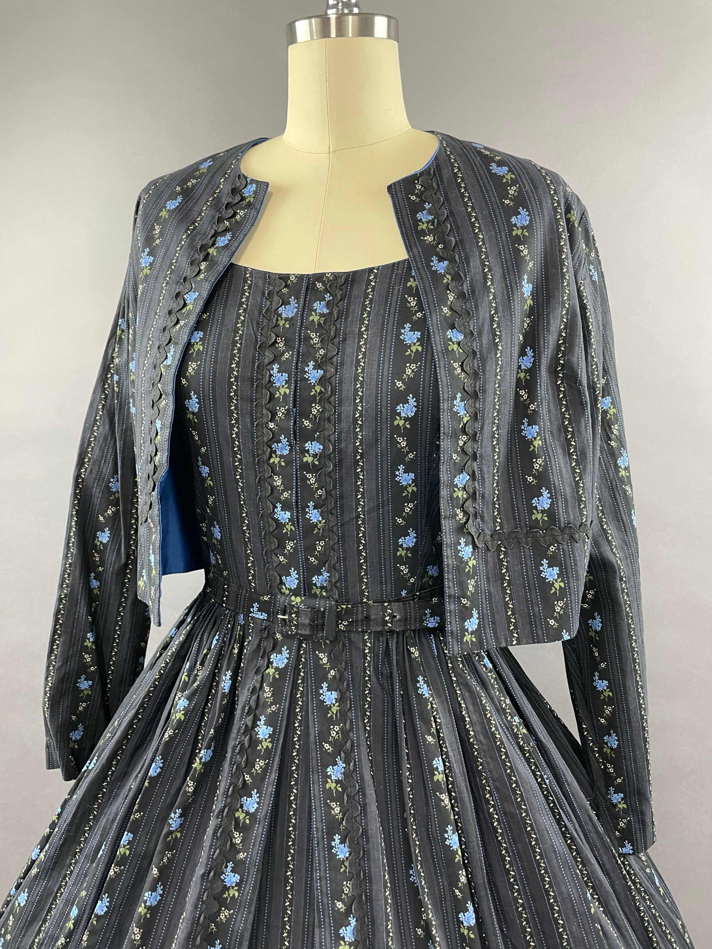 1950s 3 piece Jonathan Logan Cotton Dress. Jacket and Belt Set Size M