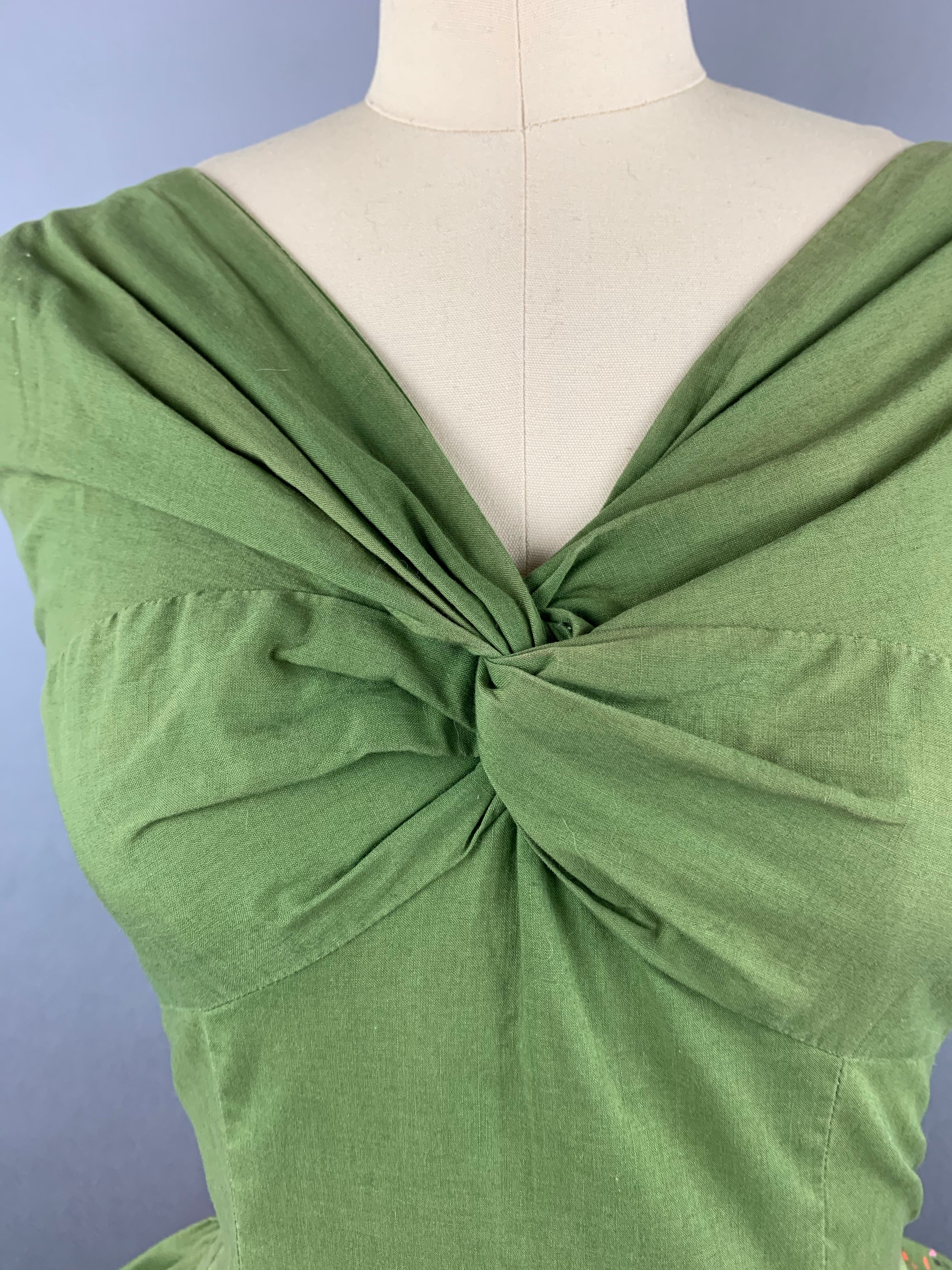 1950s Green Casbah Cotton Dress Size M