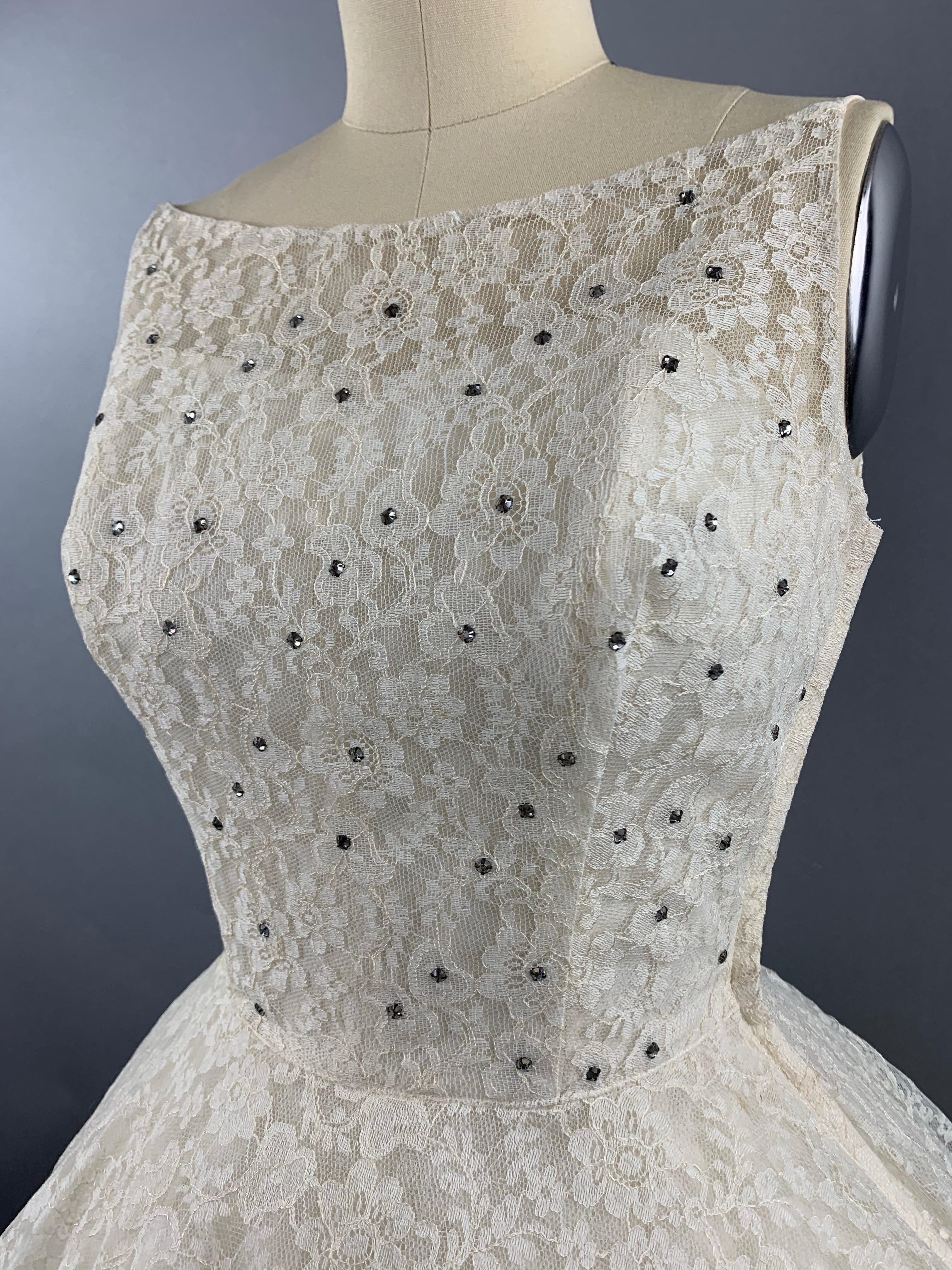 1950s Cotillion Ivory Lace Party Dress Size XS