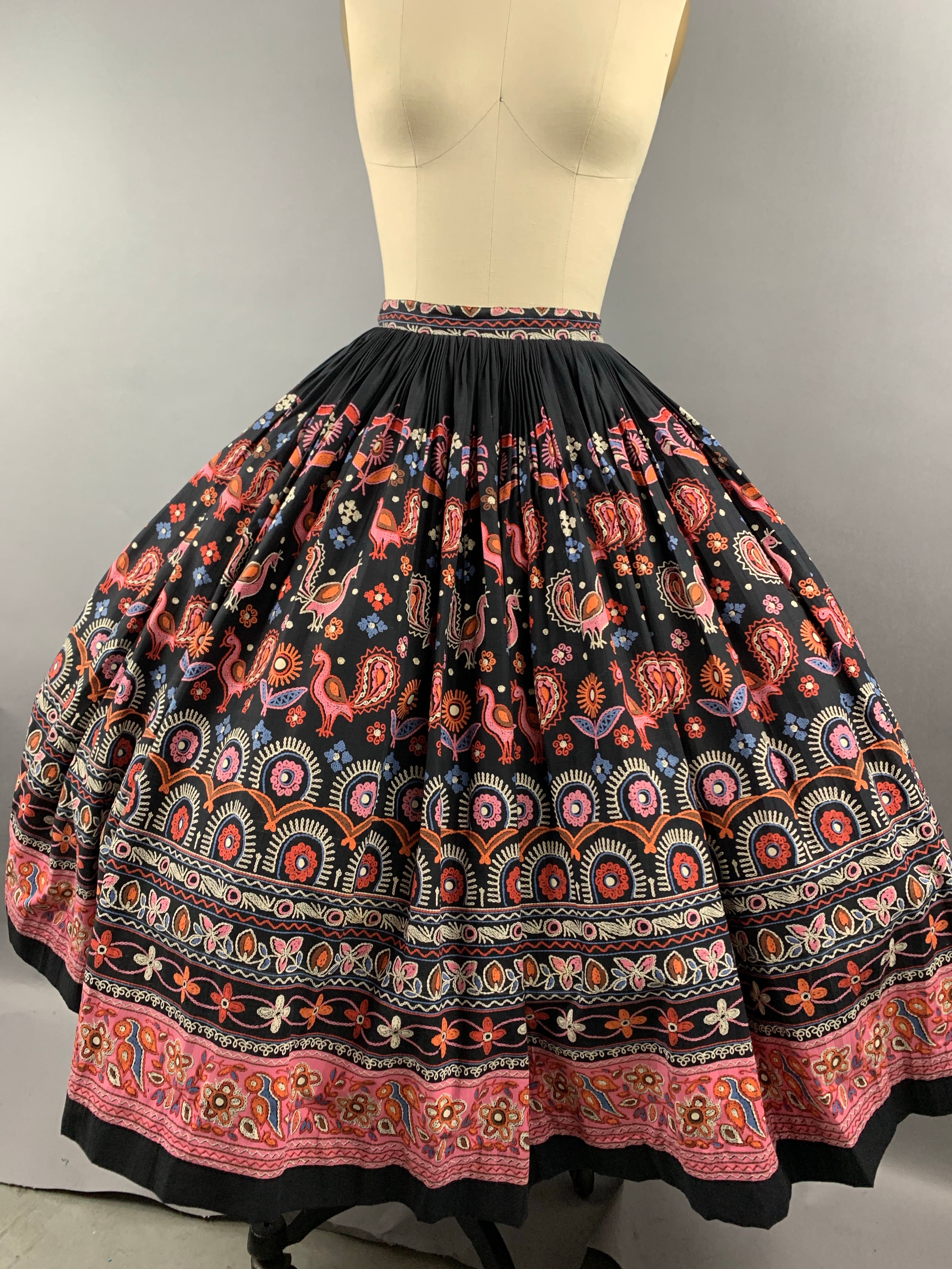 1950s Koret of California Peacock Skirt Size M