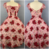 1950s Sylvia Rutkins 3D Red Roses Lace Party Dress Size S