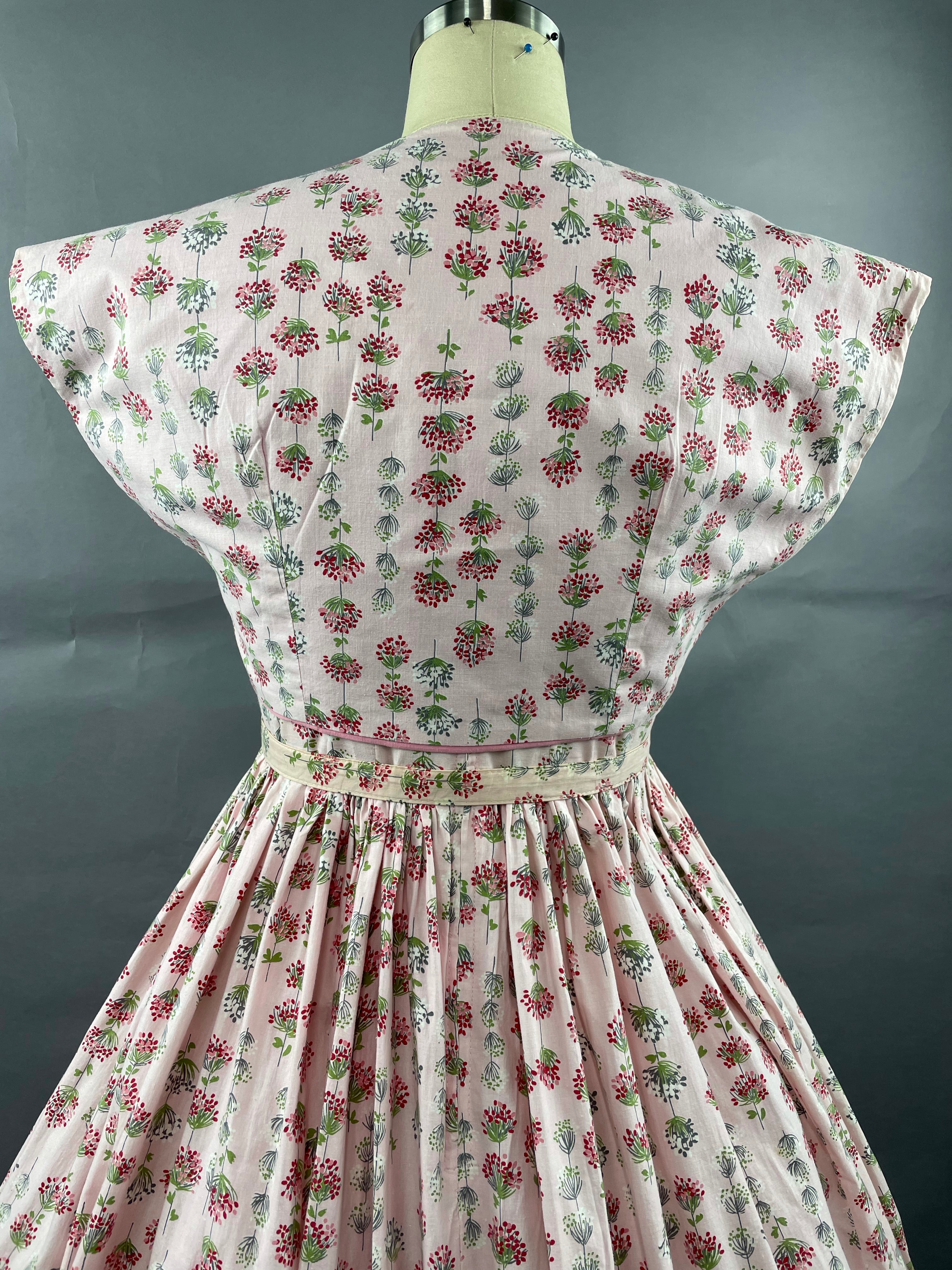 1950s Junior Vogues 3 piece Cotton Dress , Belt and Bolero Size M