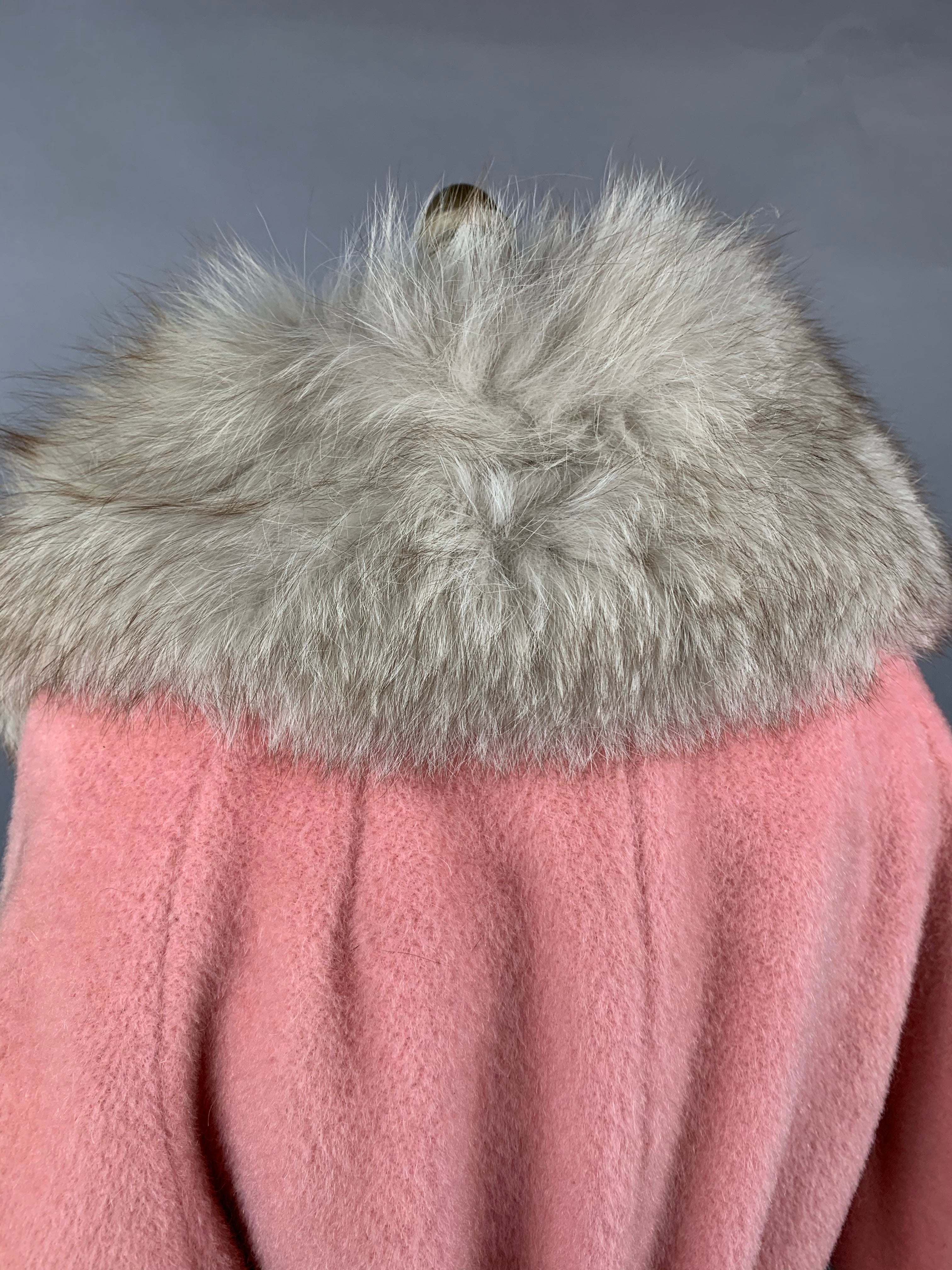 1960s Baby Pink Lilli Ann Norwegian Fox Fur Coat Size M Size L Size XL