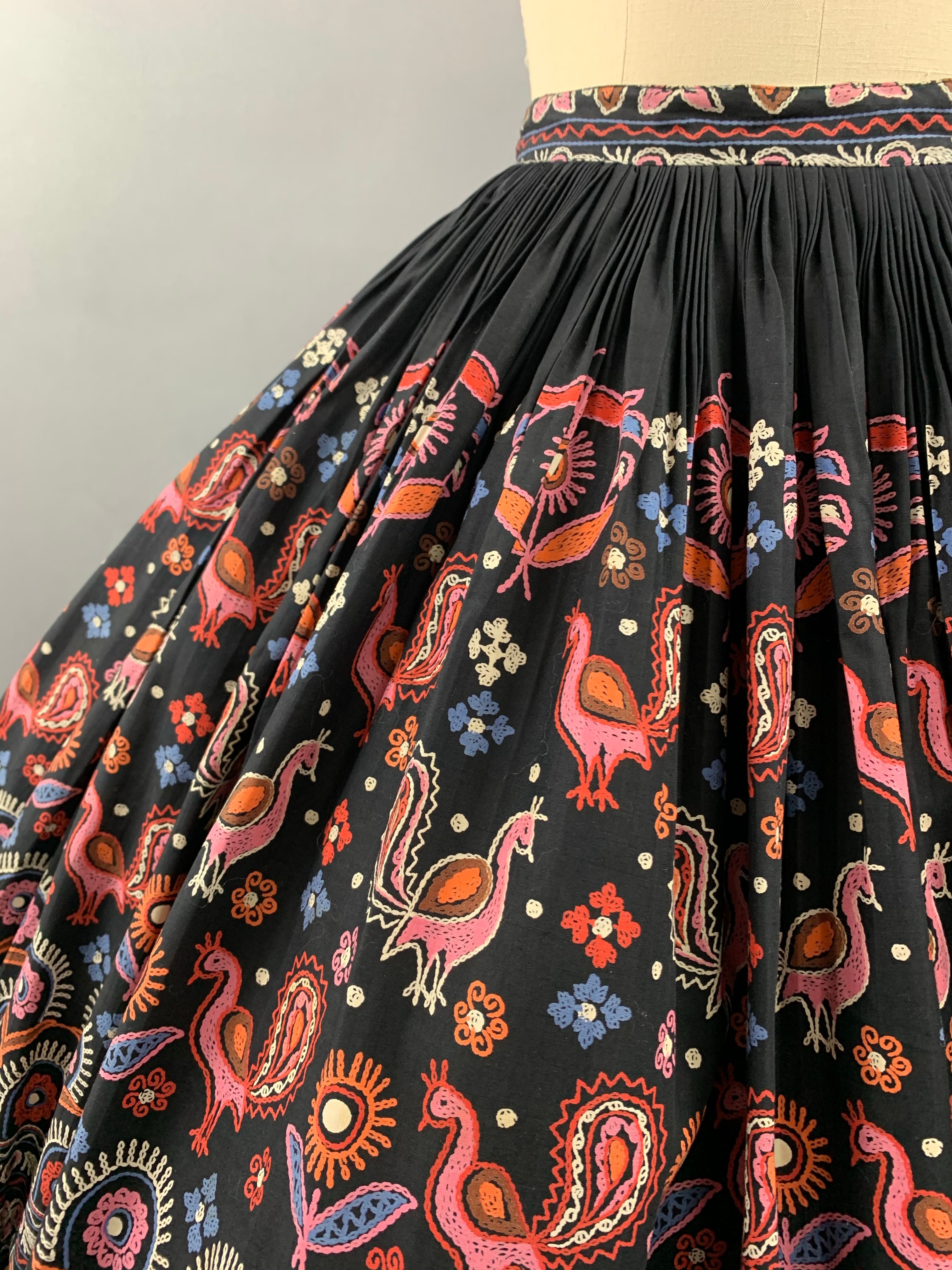 1950s Koret of California Peacock Skirt Size M