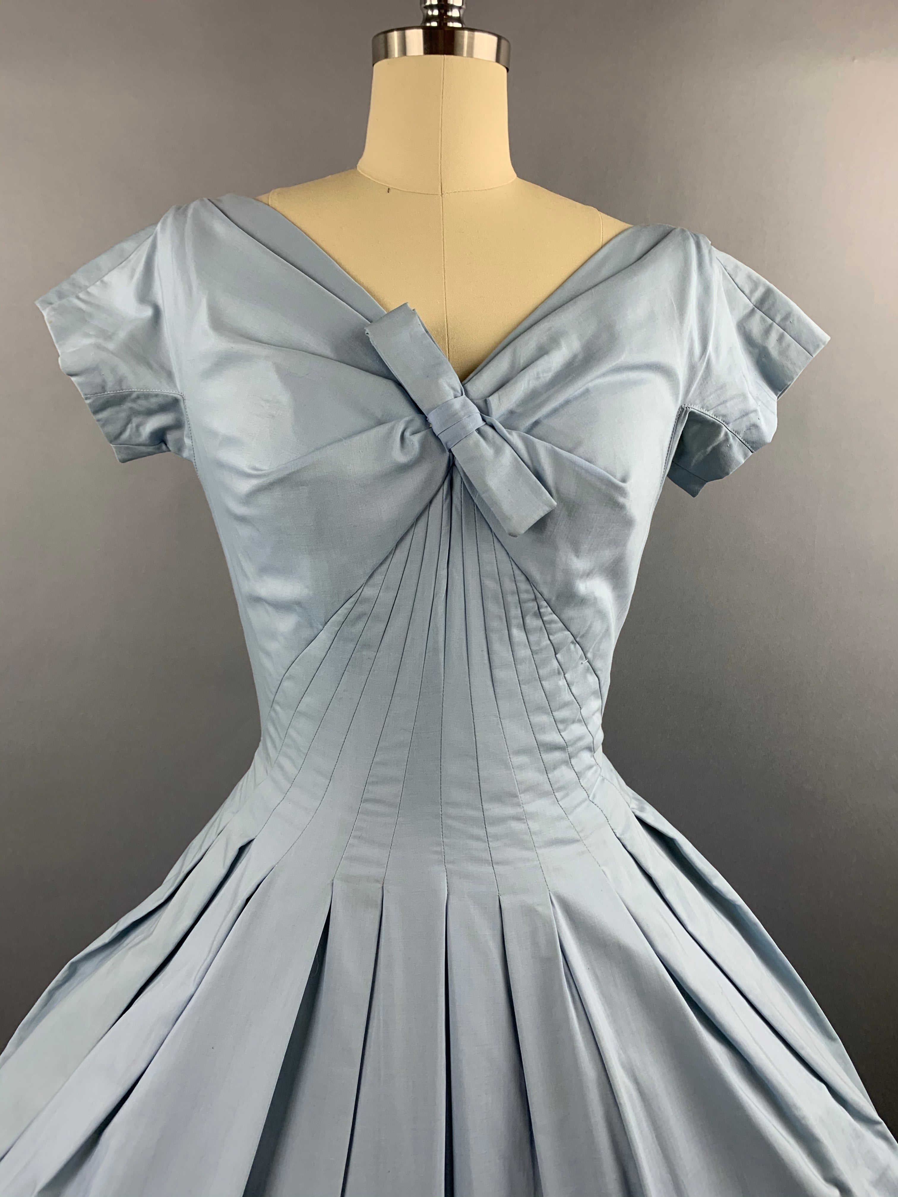 1950s Gigi Young Pale Blue Cotton Dress Size M