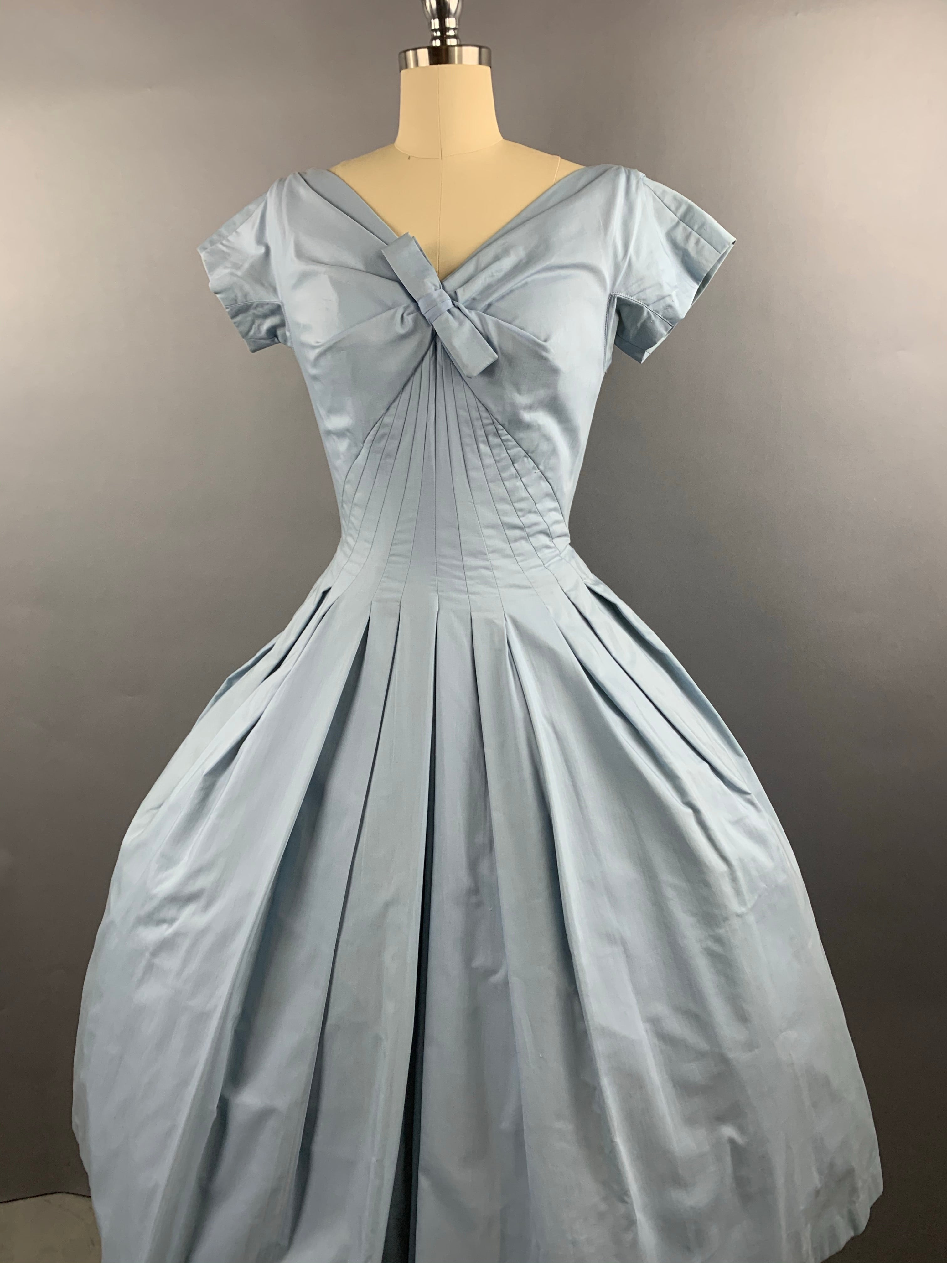 1950s Gigi Young Pale Blue Cotton Dress Size M