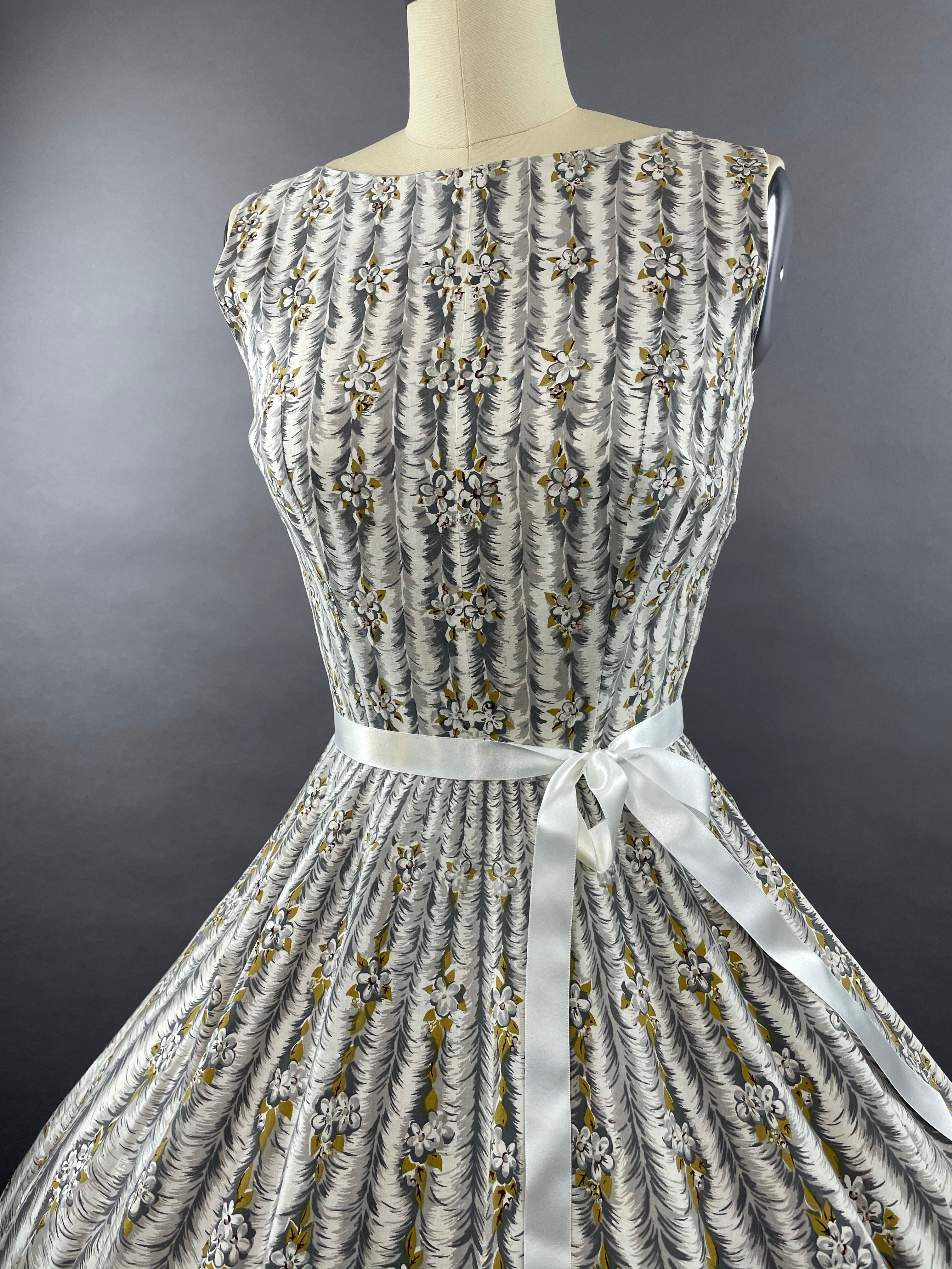 1950s Johnny E Junior Trompe L’Oeil Cotton Novelty Print Dress Size S