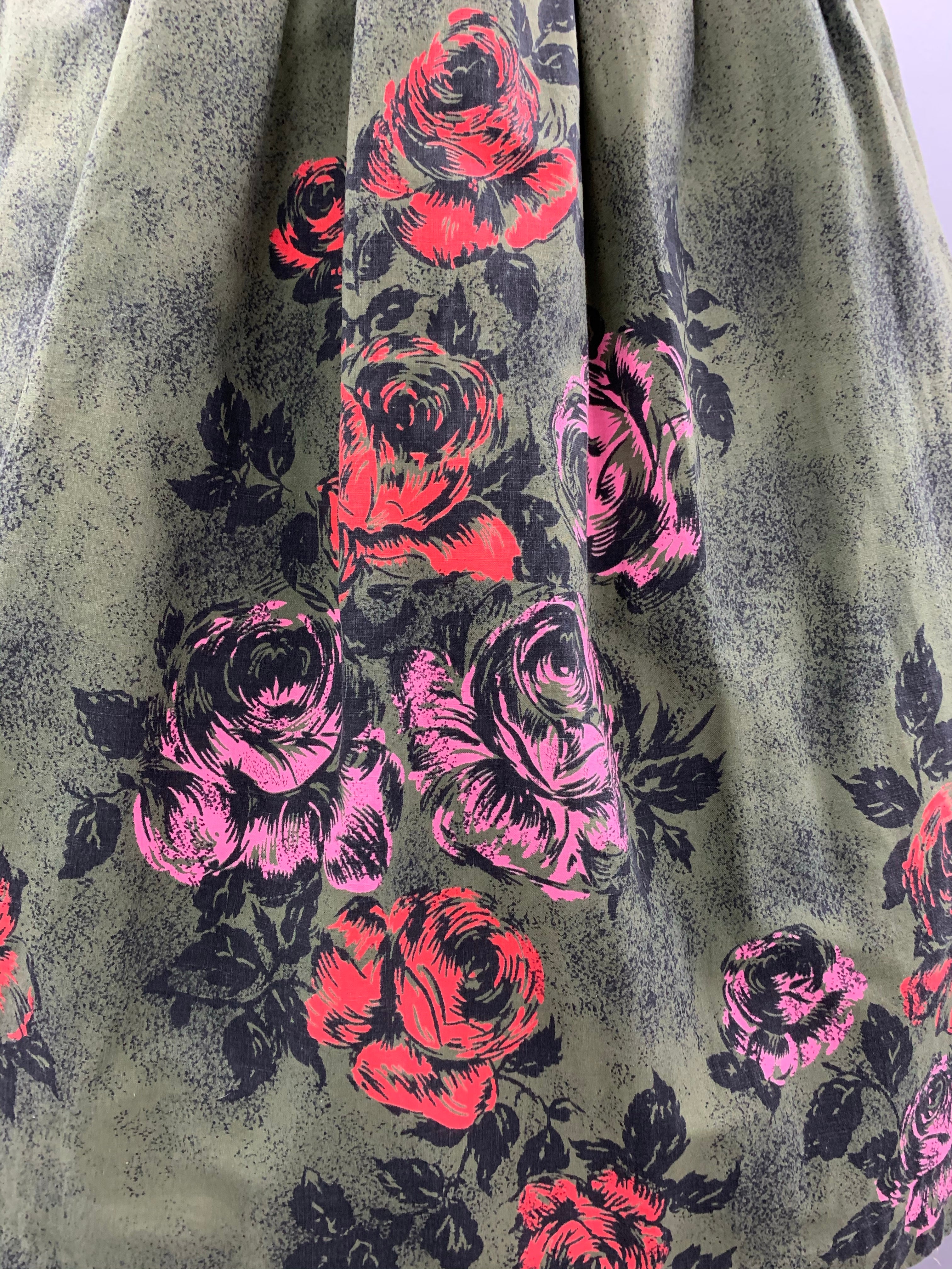 1950s Two piece cotton roses set Size M Size L