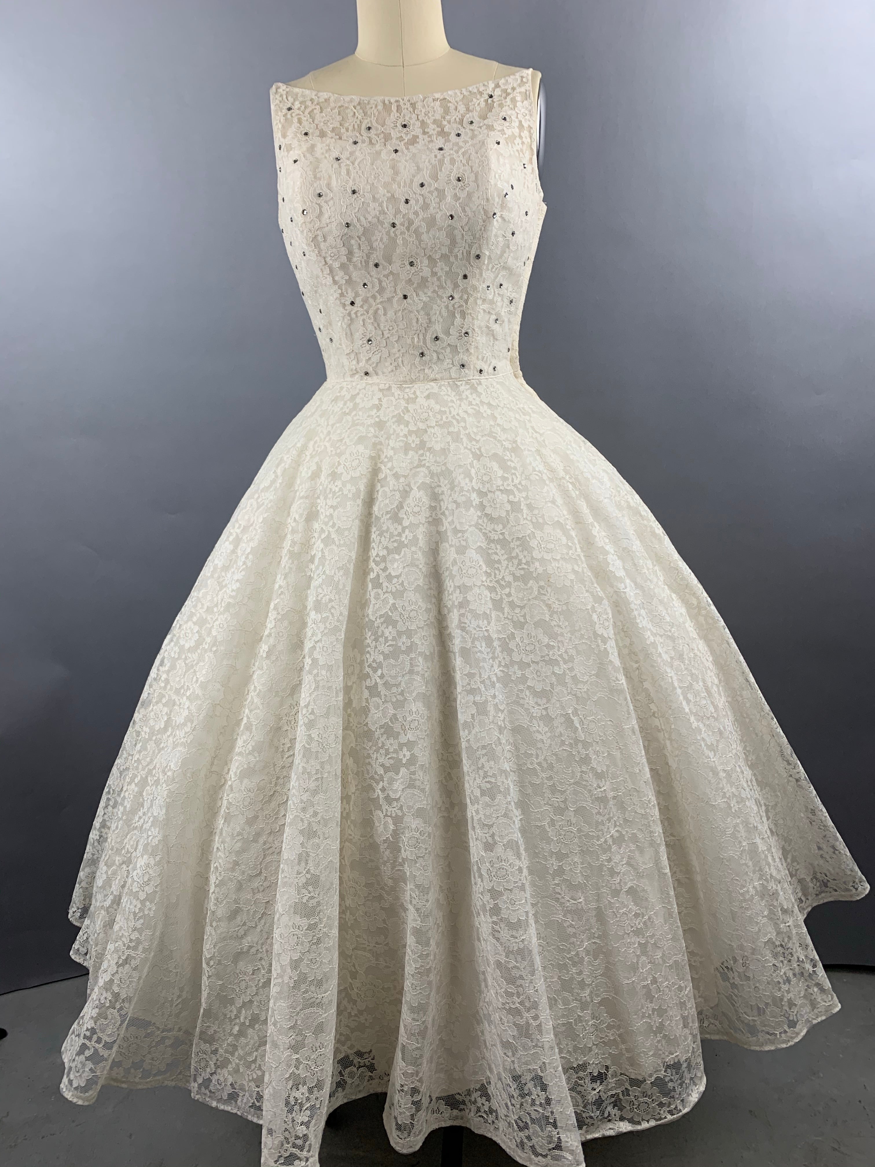 1950s Cotillion Ivory Lace Party Dress Size XS