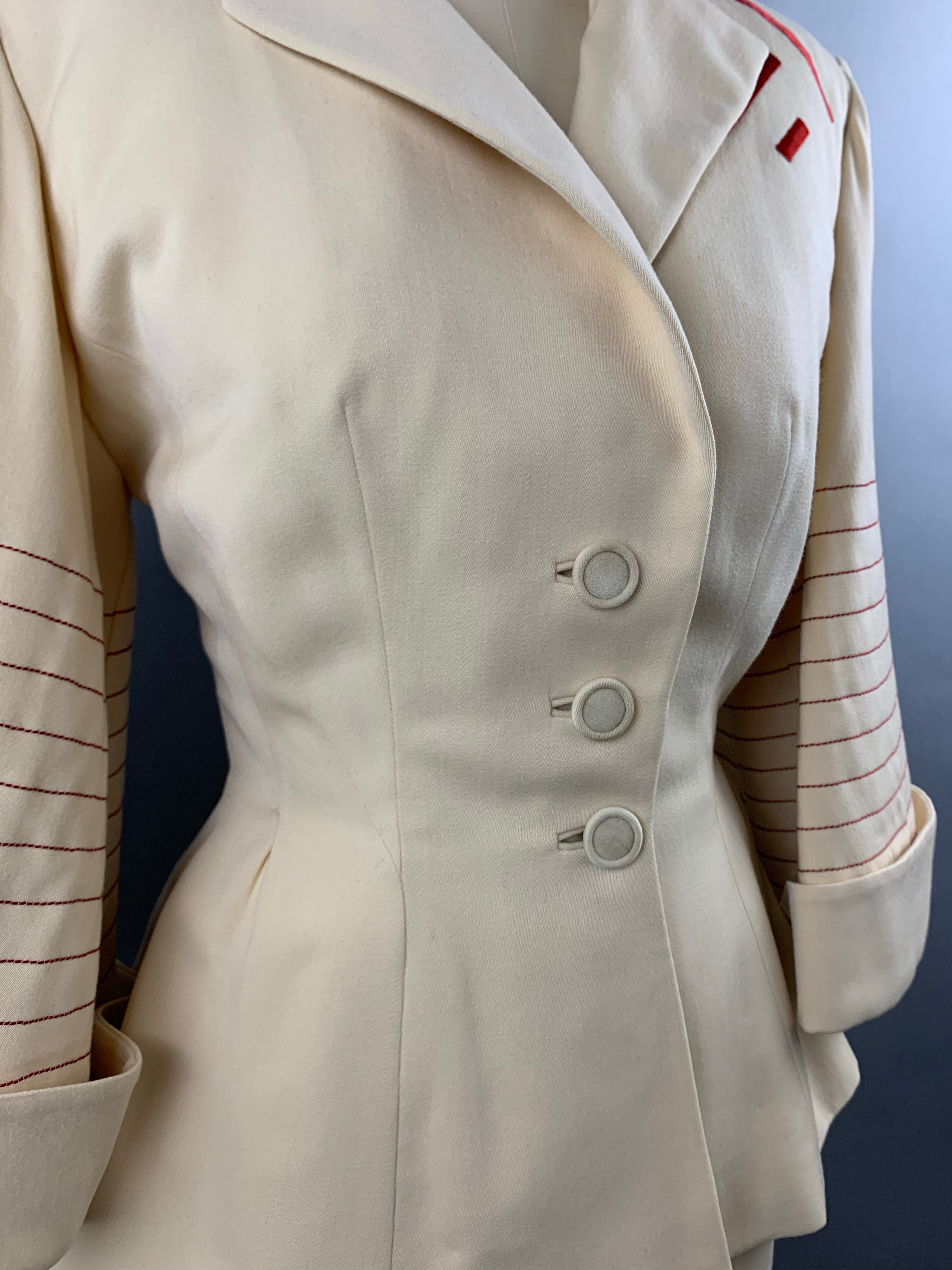 1950s Lilli Ann Cream Skirt Suit Size XS