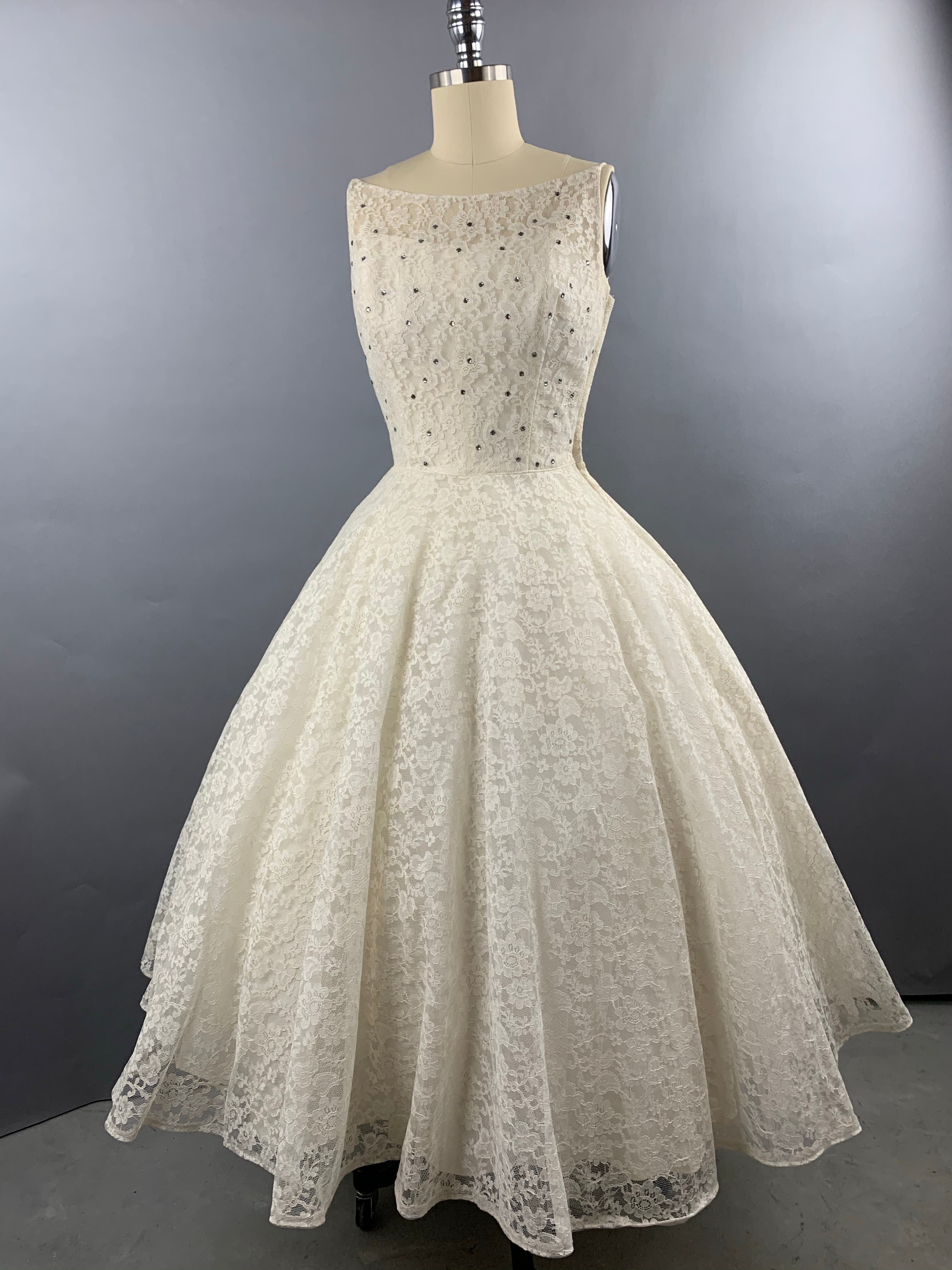 1950s Cotillion Ivory Lace Party Dress Size XS