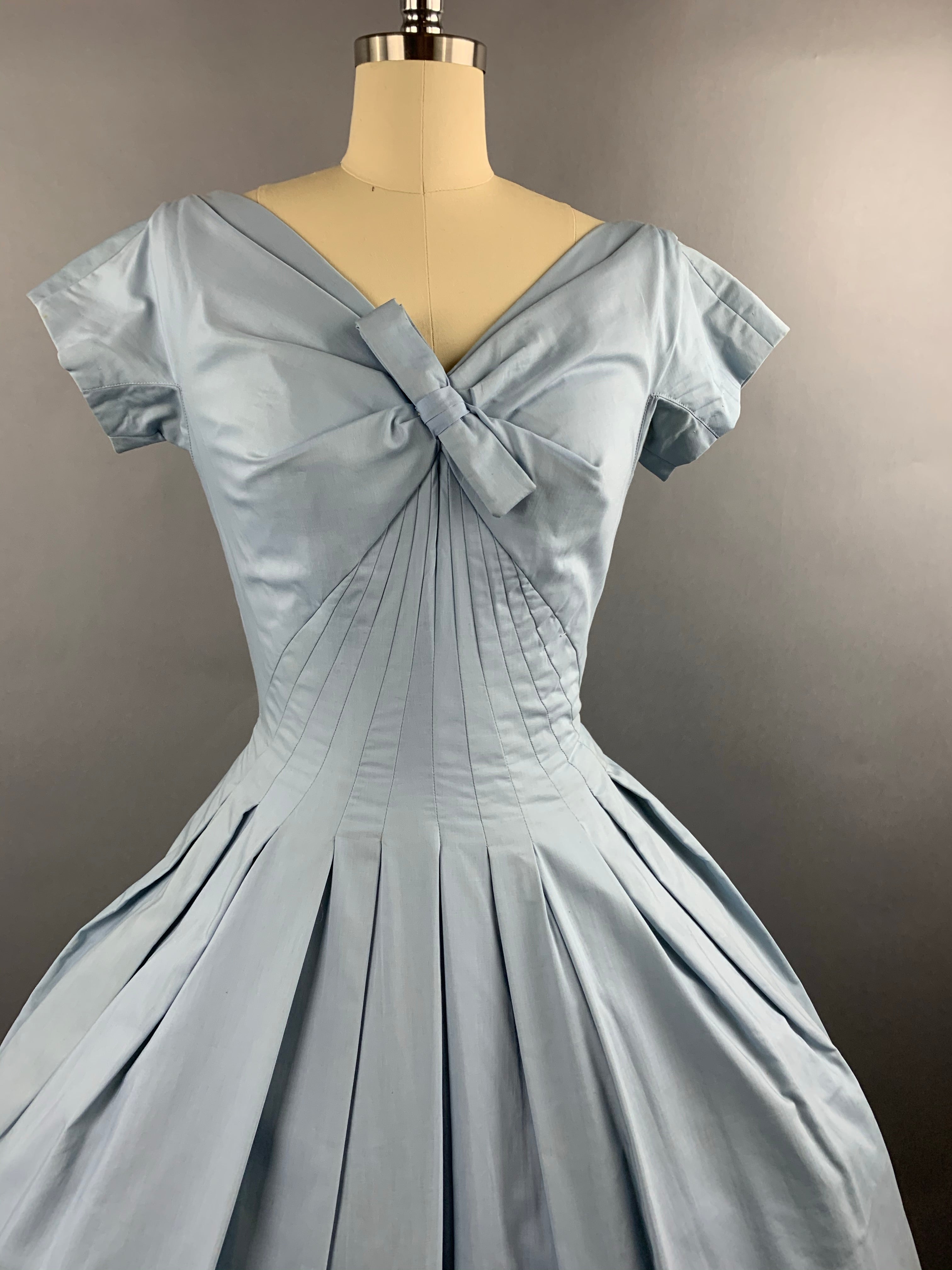 1950s Gigi Young Pale Blue Cotton Dress Size M