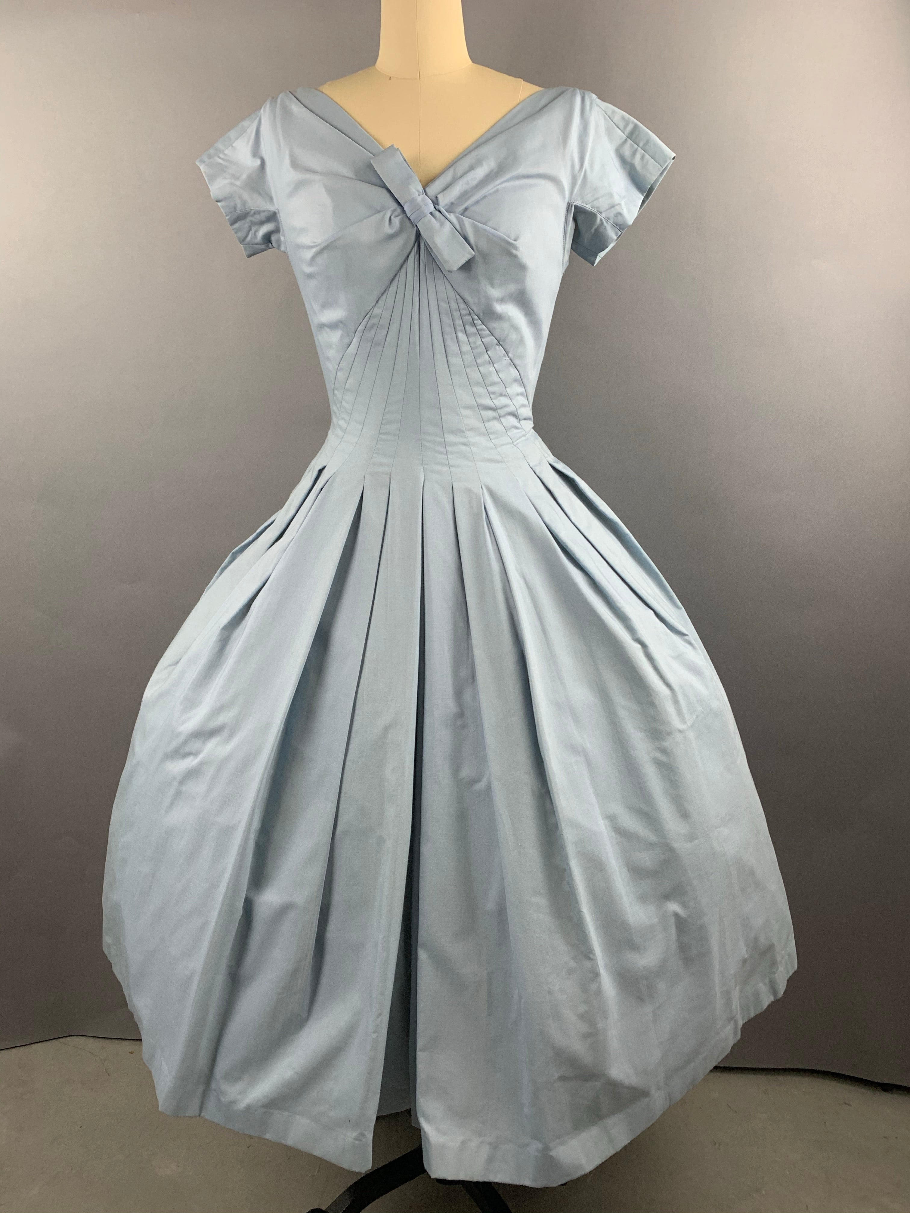 1950s Gigi Young Pale Blue Cotton Dress Size M