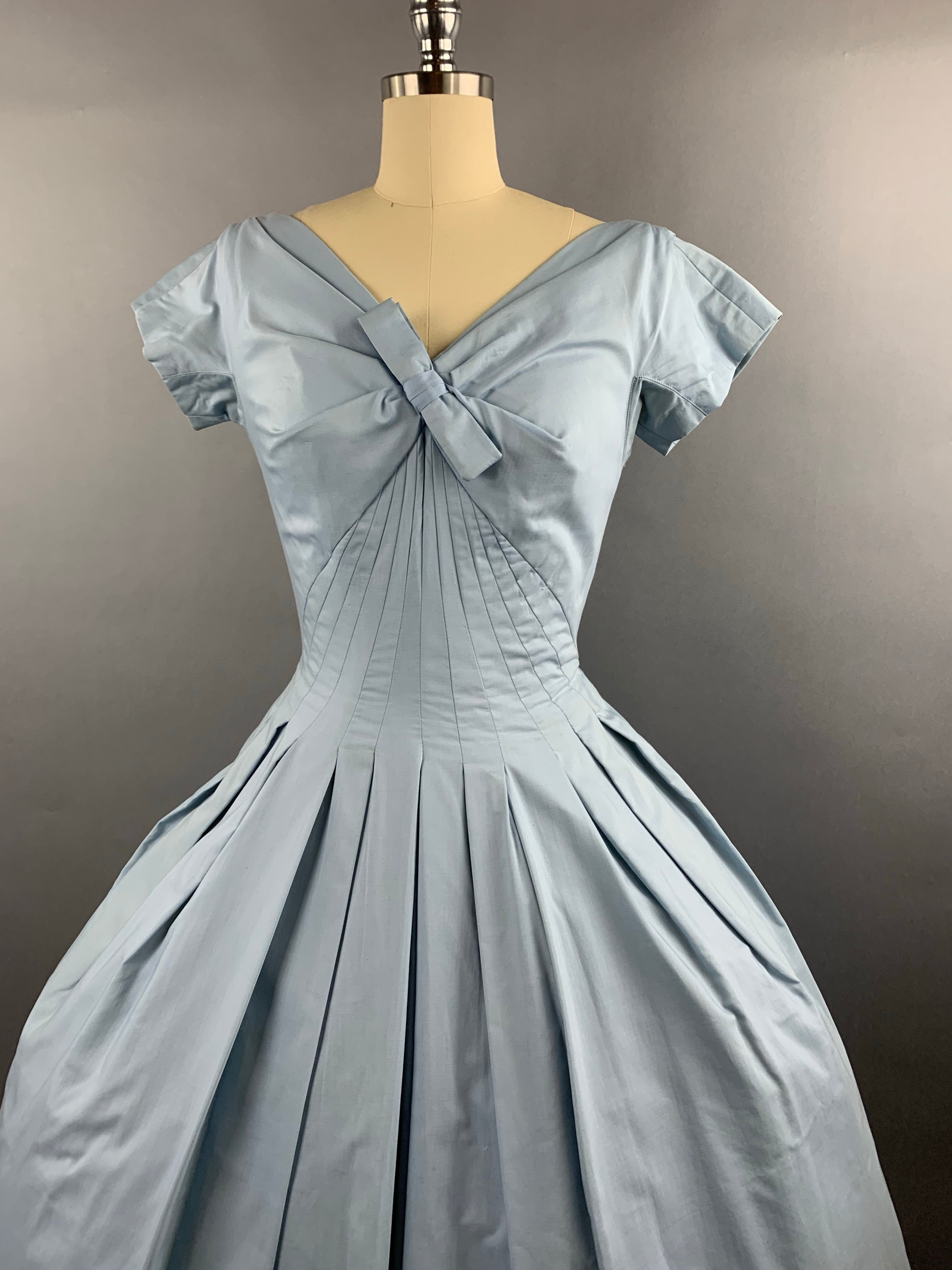 1950s Gigi Young Pale Blue Cotton Dress Size M