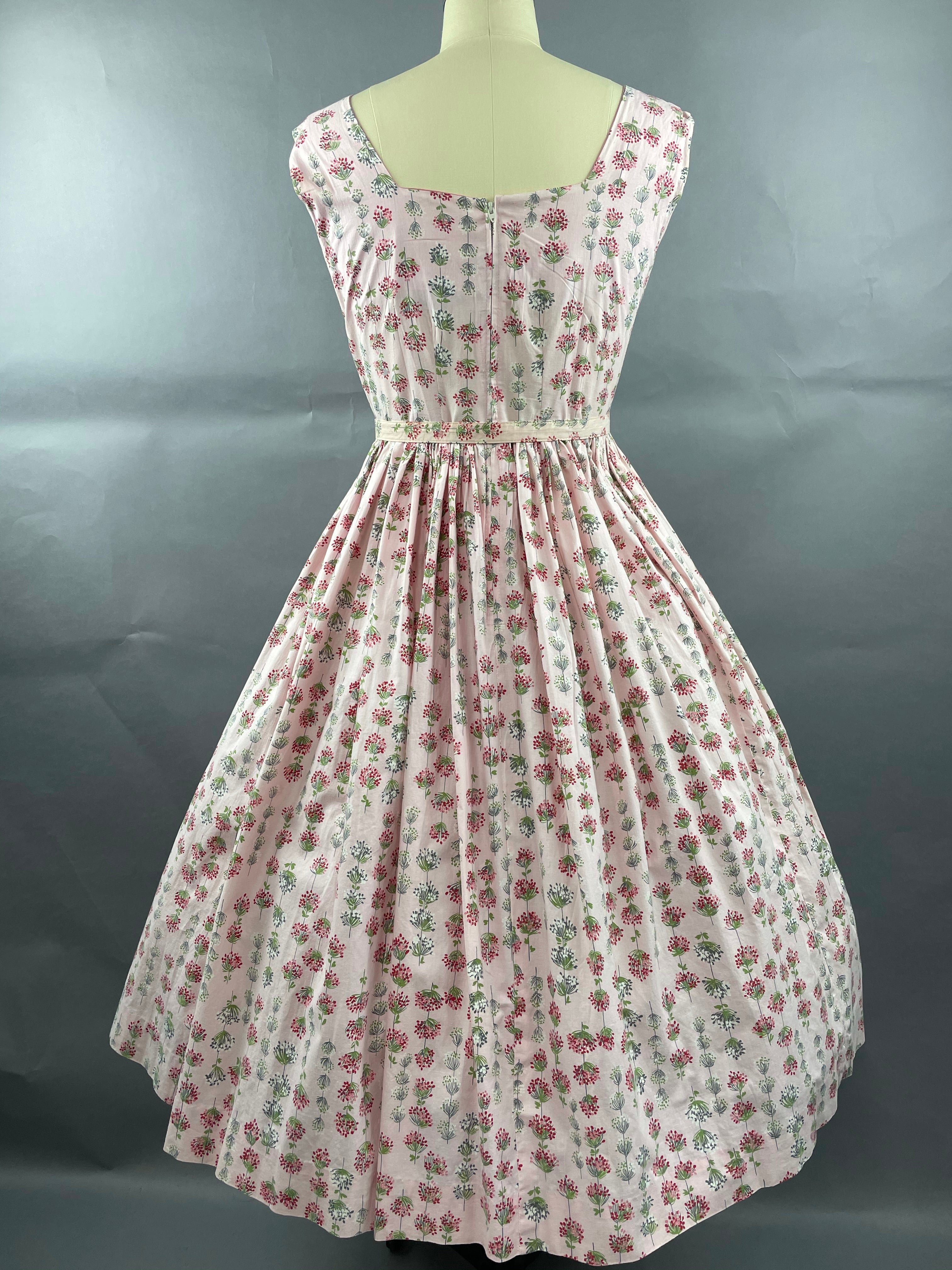 1950s Junior Vogues 3 piece Cotton Dress , Belt and Bolero Size M